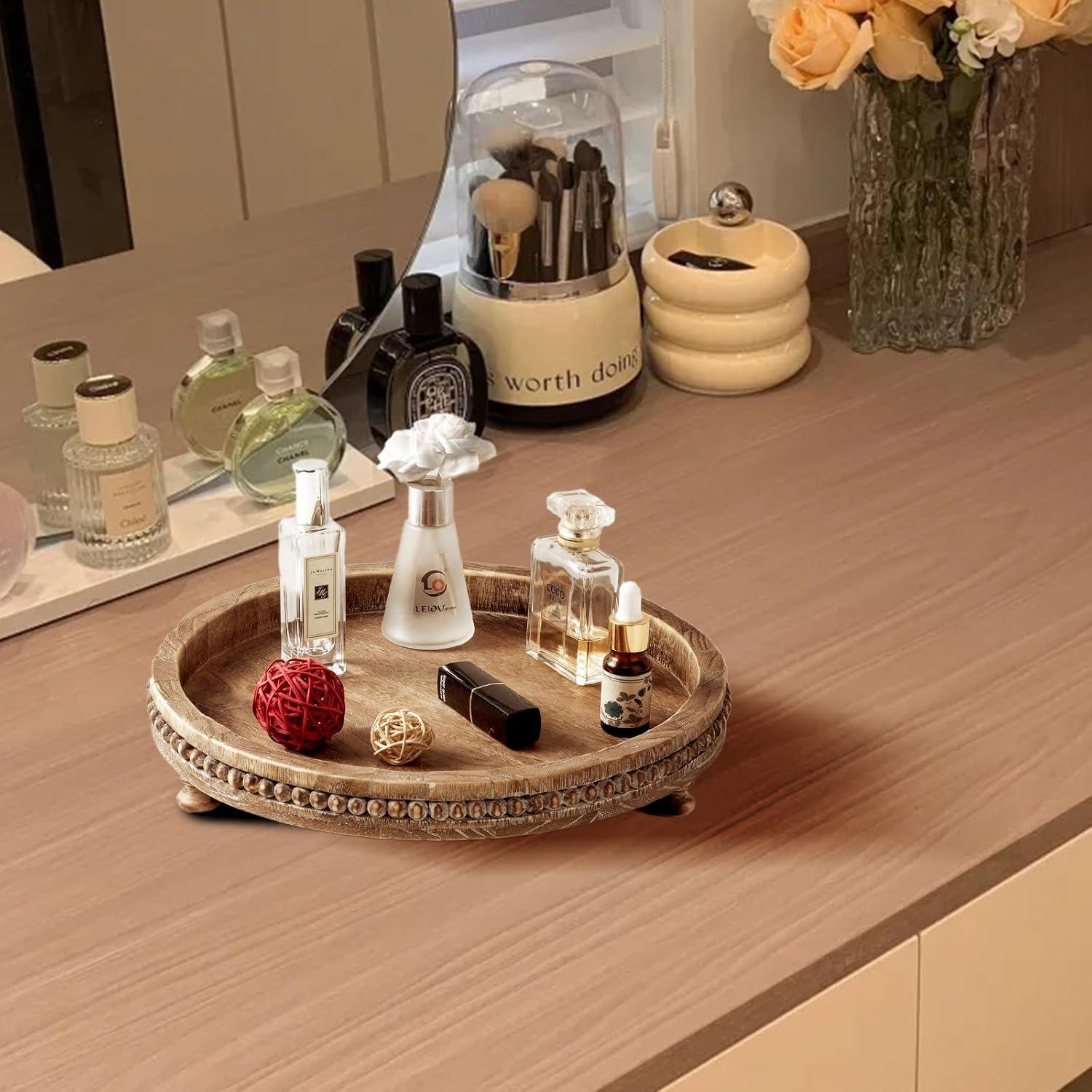 Bandeja Decorativa Redonda de Madera 30.48cm ouosawa Marrón