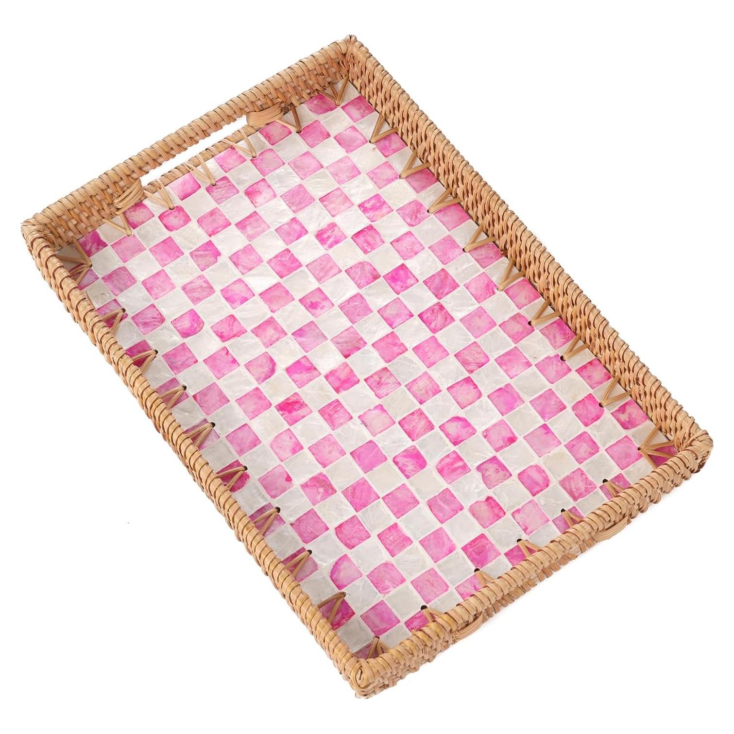 Bandeja Rectangular de Ratán Tynulox con Madreperla 33x23 cm