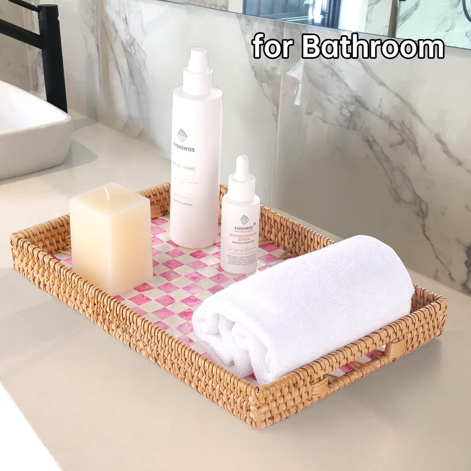 Bandeja Rectangular de Ratán Tynulox con Madreperla 33x23 cm