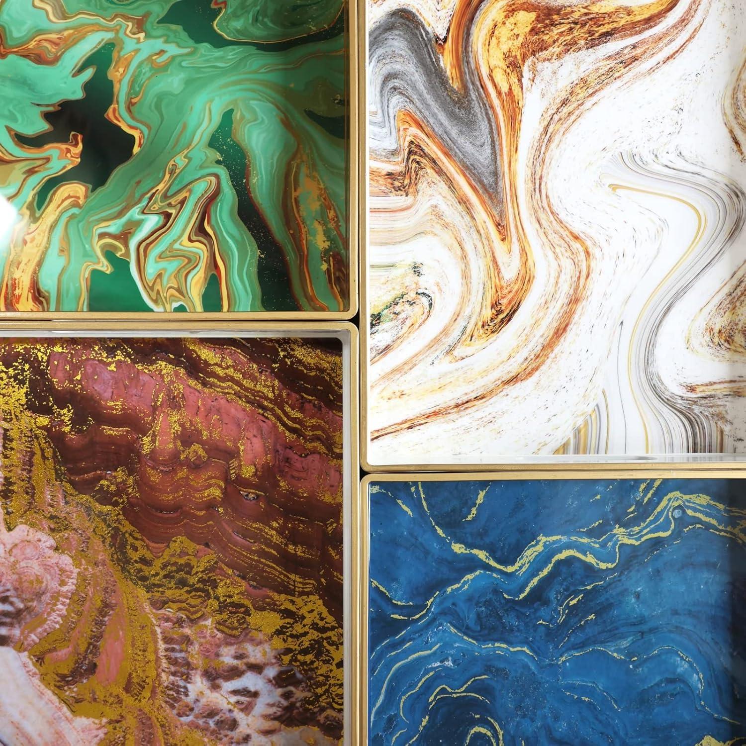 Bandeja Decorativa Rectangular Leemxiiny de Mármol Turquesa 39.9x25.9 cm