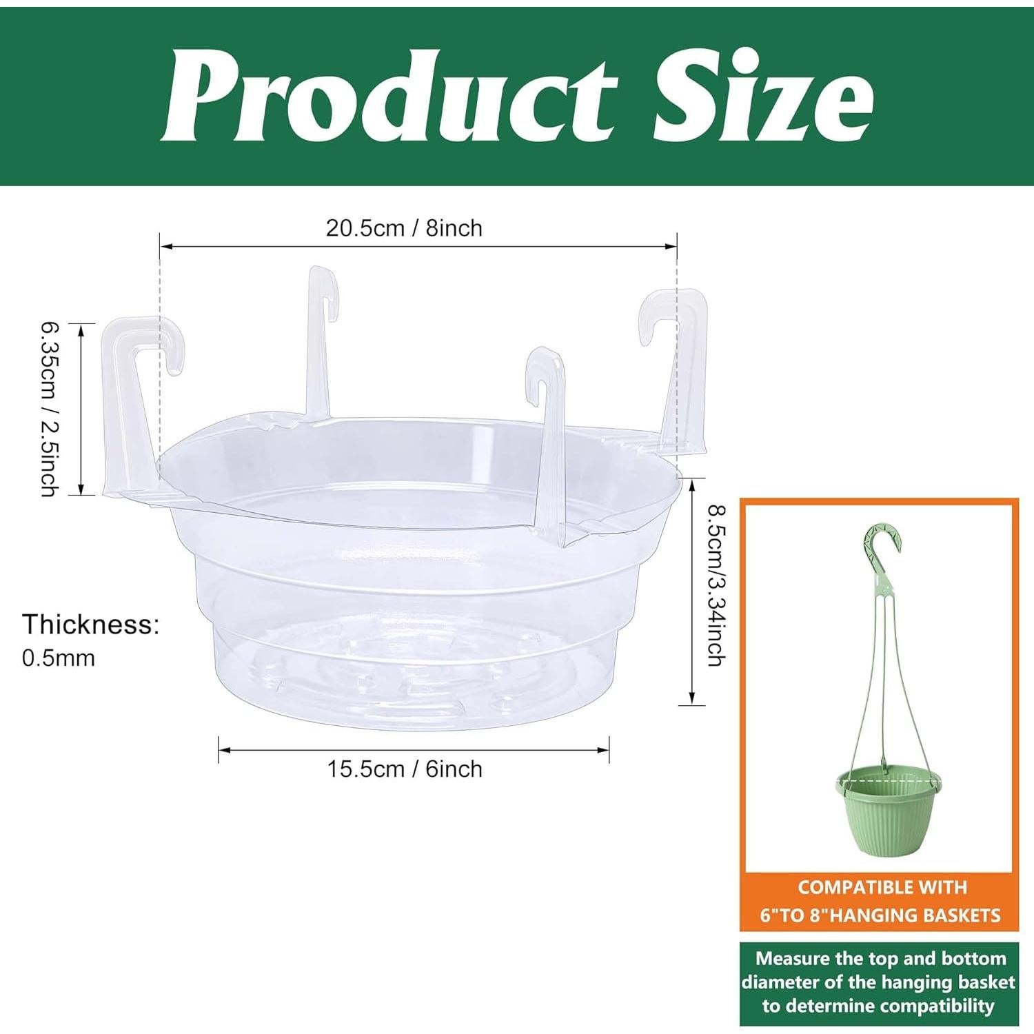 Bandejas de Goteo para Plantas Colgantes Adnee 15 Pcs 20.32 cm