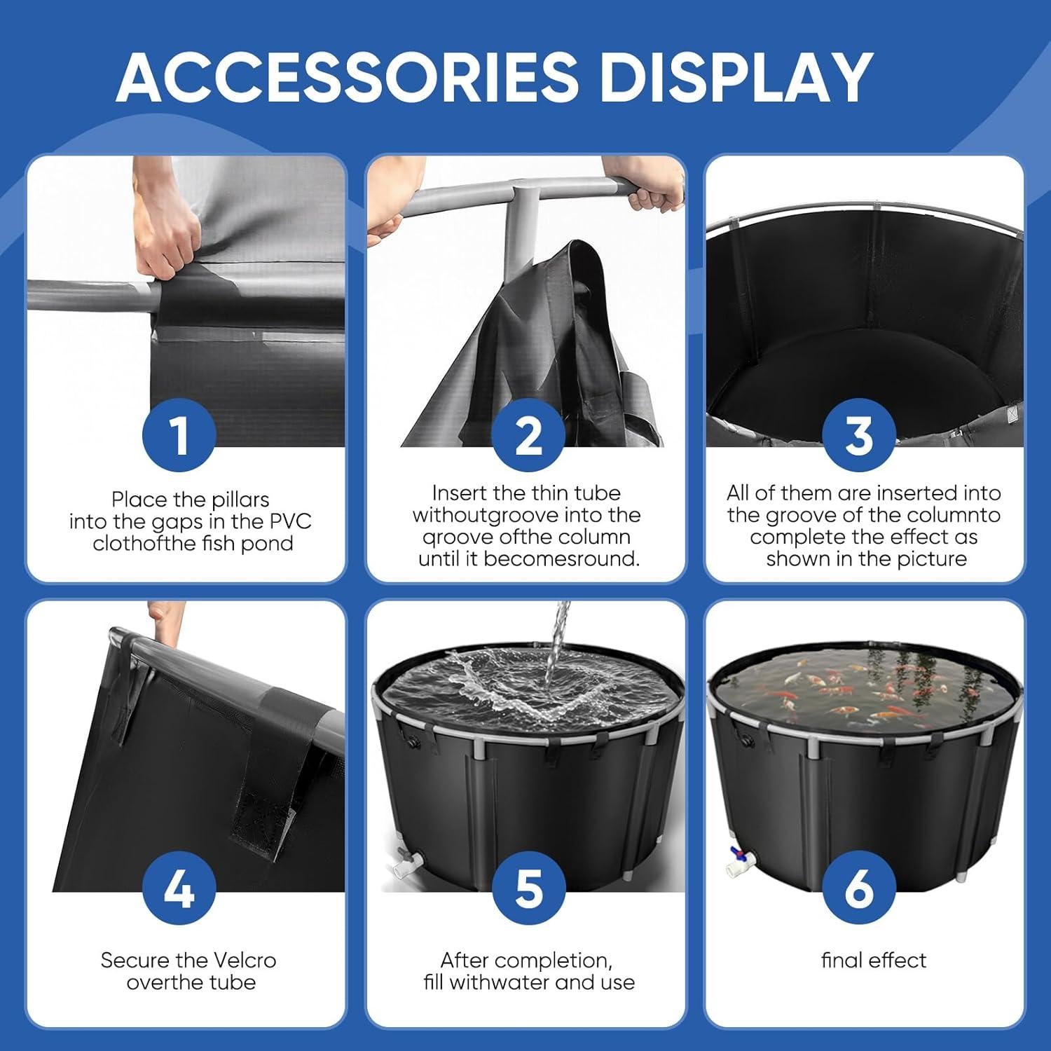 Estanque de peces BEXRUO 1700L PVC plegable para exteriores