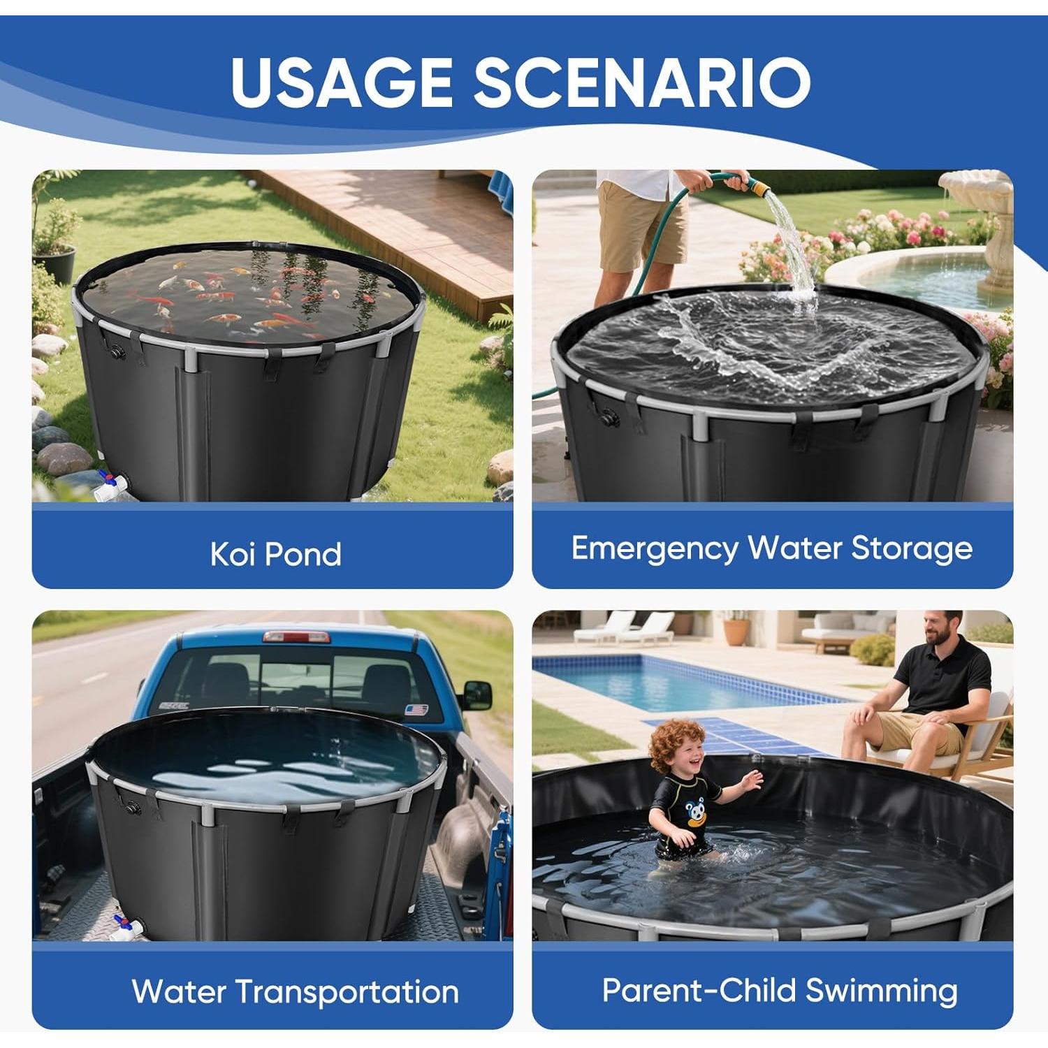 Estanque de peces BEXRUO 1700L PVC plegable para exteriores