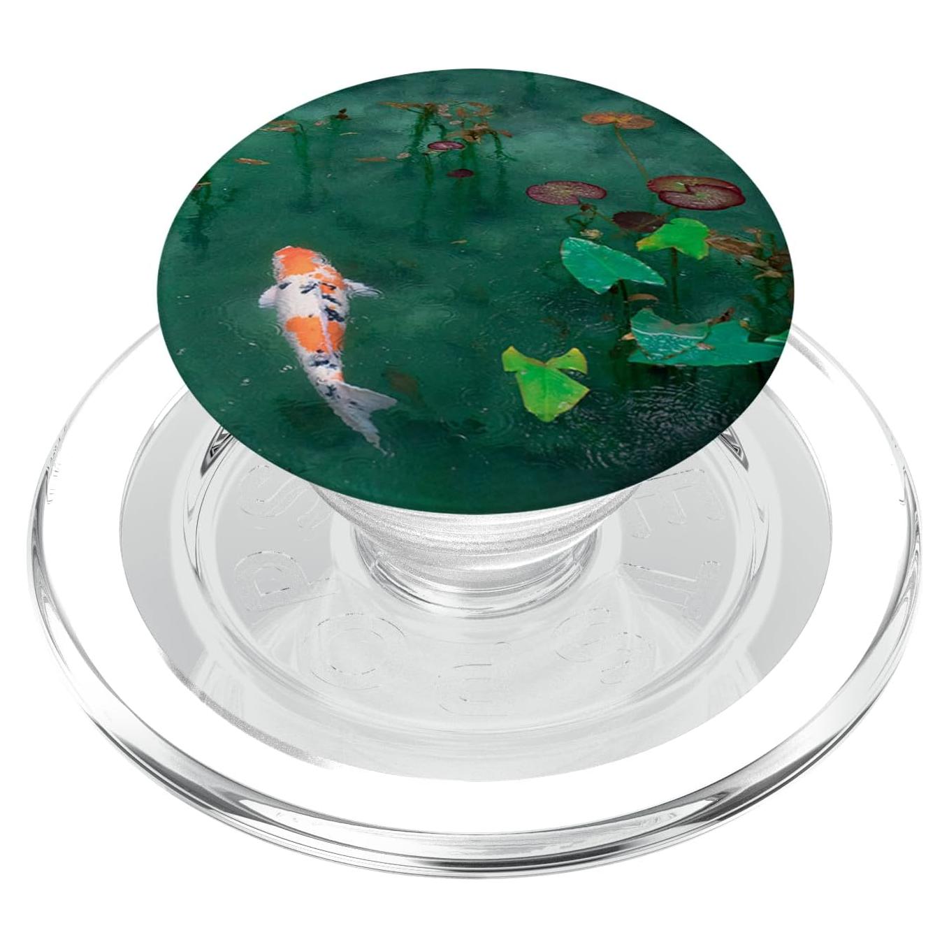 Emerald Green Majestic Zen Water Garden Japanese Koi Fish PopSockets PopGrip for MagSafe