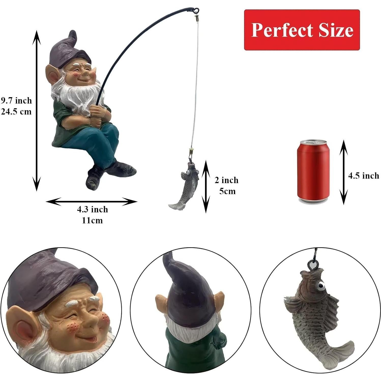 Estatua de Gnomo Pescador GoodAssy 23.1 cm para Jardín