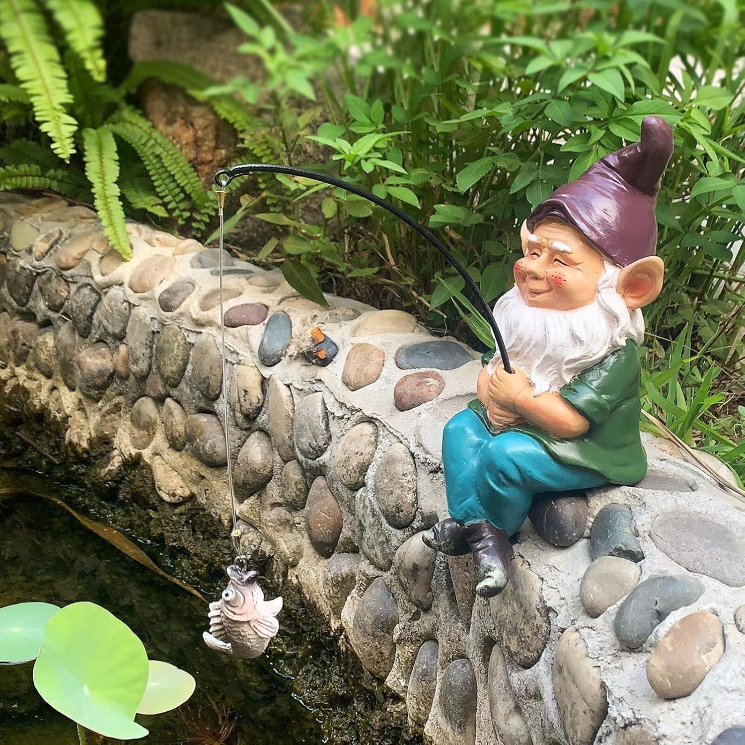 Estatua de Gnomo Pescador GoodAssy 23.1 cm para Jardín