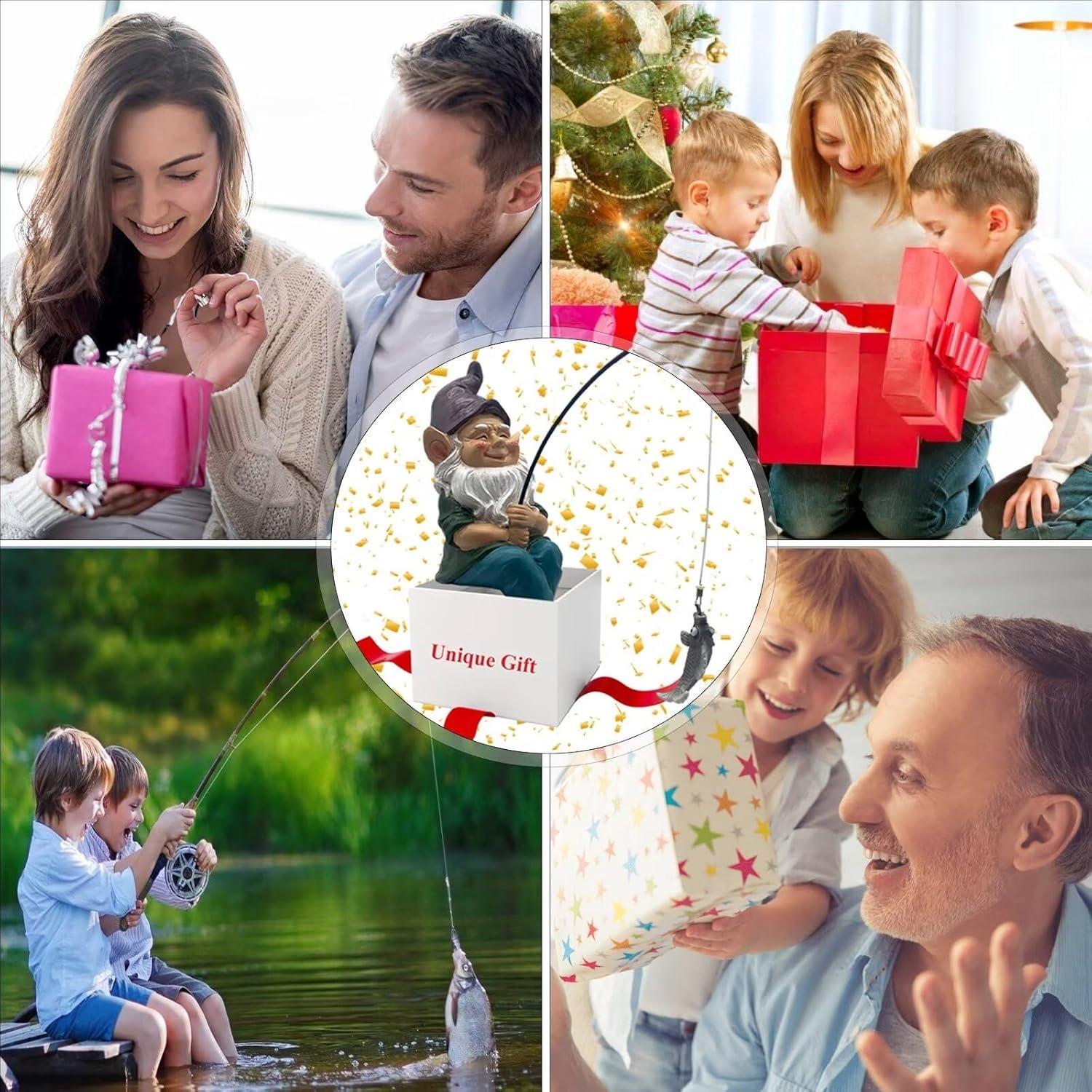 Estatua de Gnomo Pescador GoodAssy 23.1 cm para Jardín