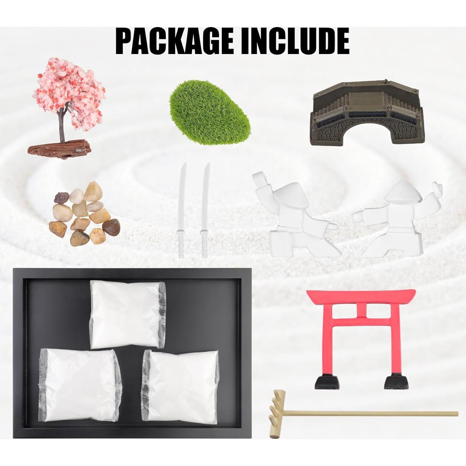 Jardín Zen Japonés Melonva para Escritorio con Bonsai 30.48x20.32cm