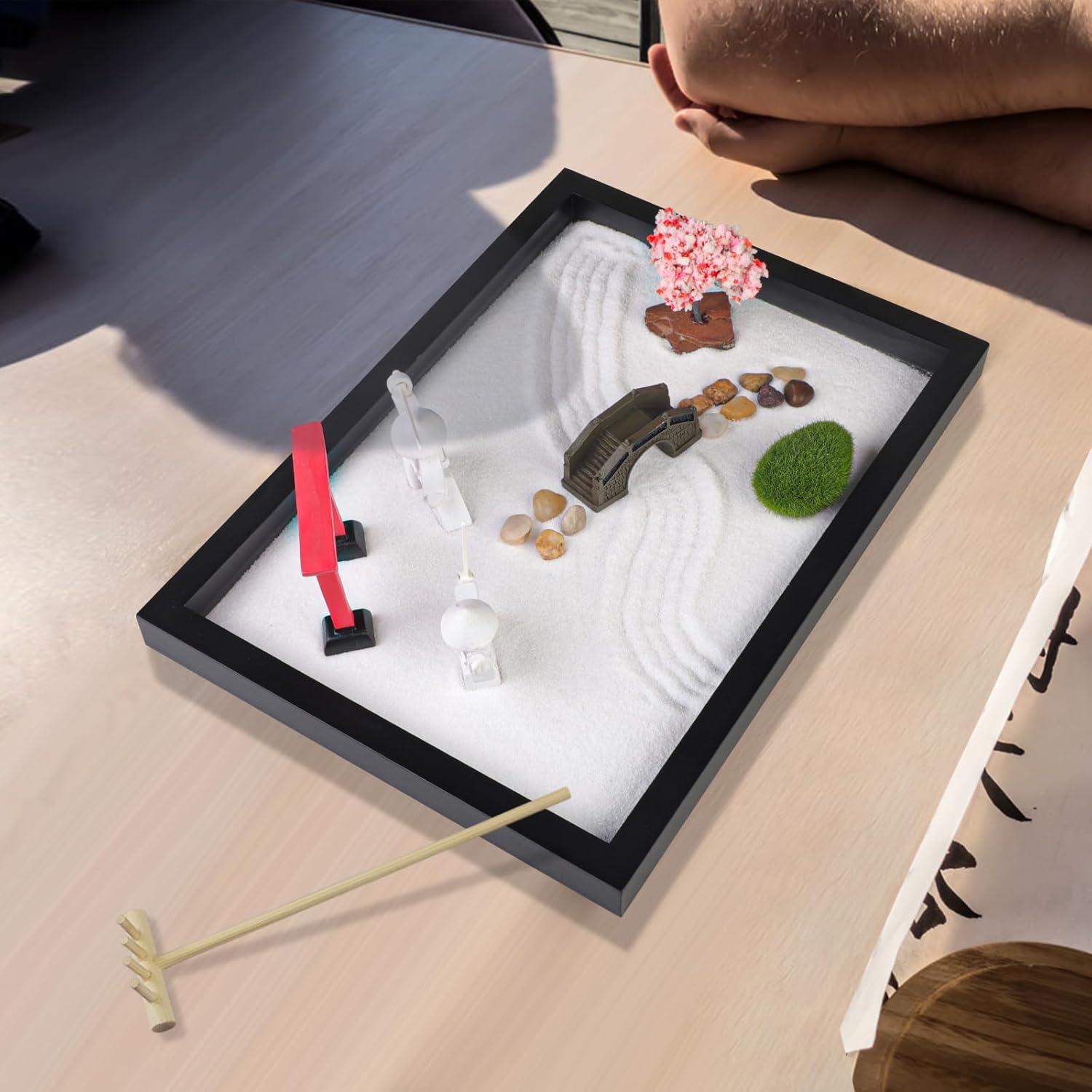 Jardín Zen Japonés Melonva para Escritorio con Bonsai 30.48x20.32cm