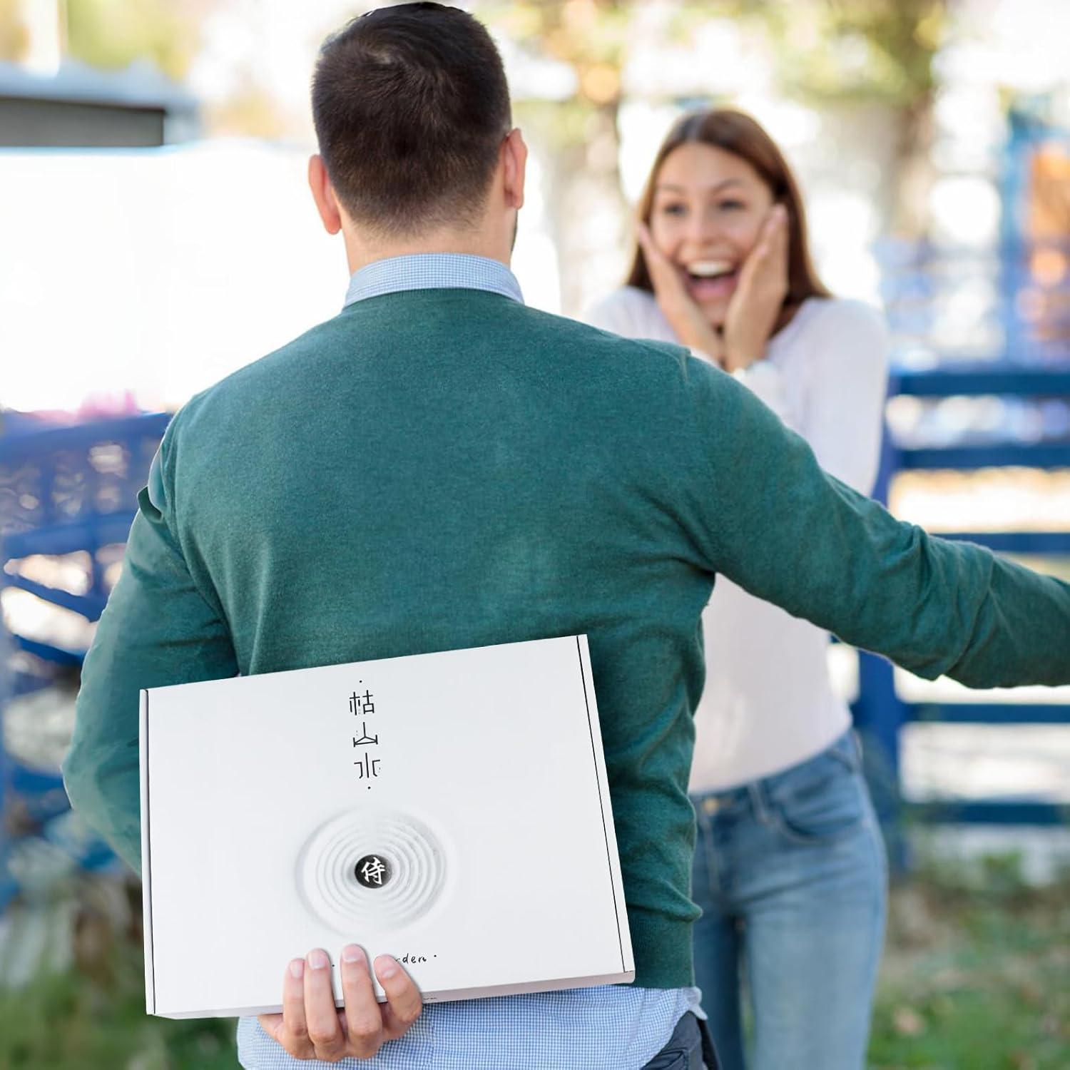 Jardín Zen Japonés Melonva para Escritorio con Bonsai 30.48x20.32cm