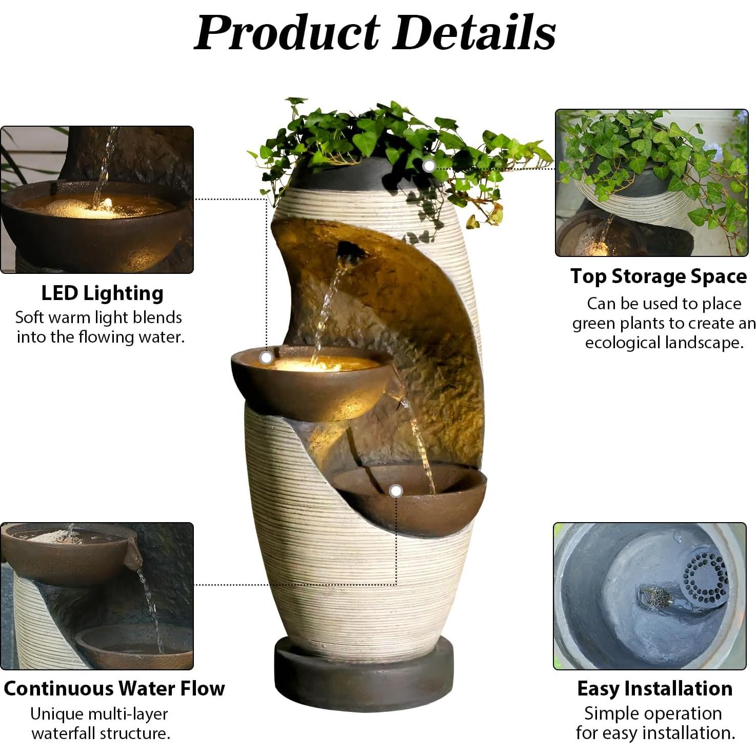 Fuente de Jardín Exterior Bumilgar 70.96 cm 2 Niveles LED