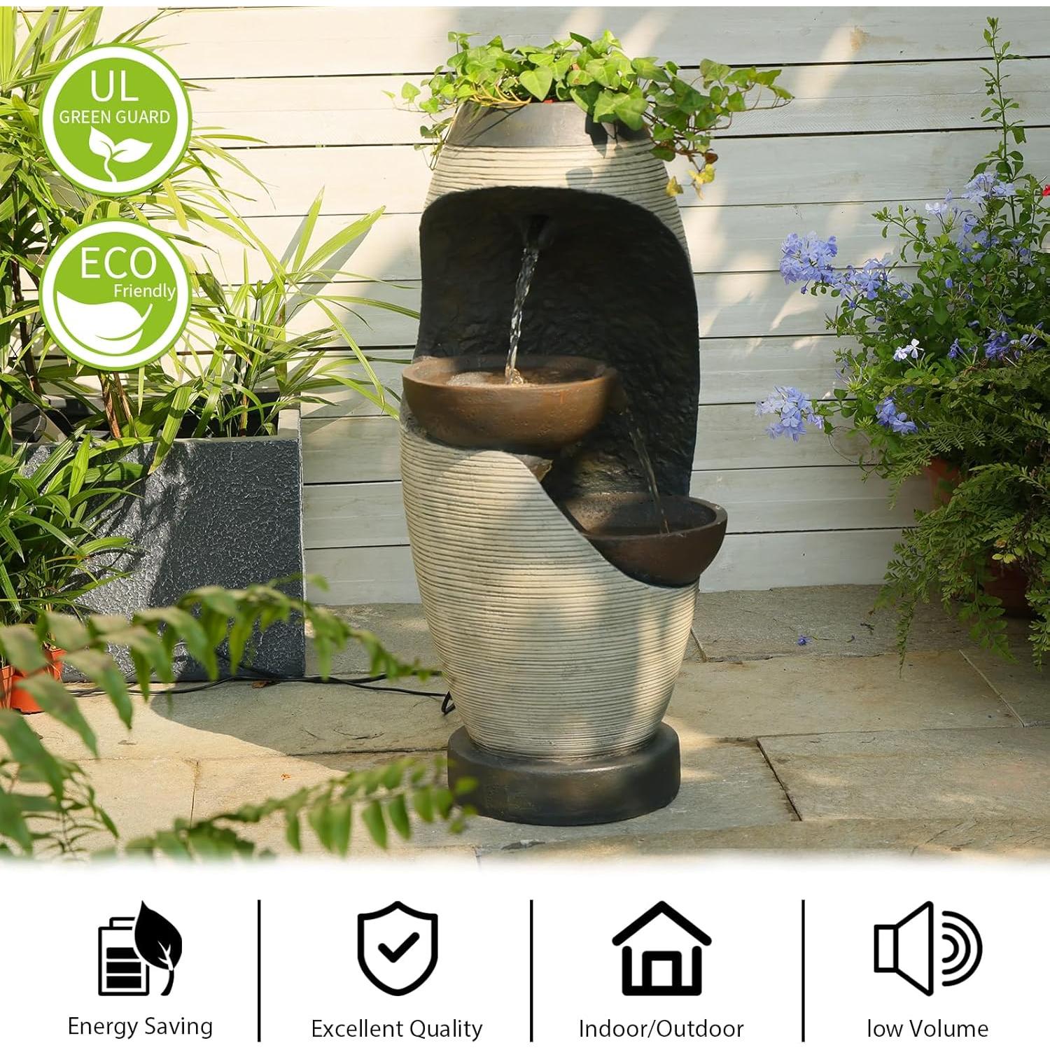 Fuente de Jardín Exterior Bumilgar 70.96 cm 2 Niveles LED