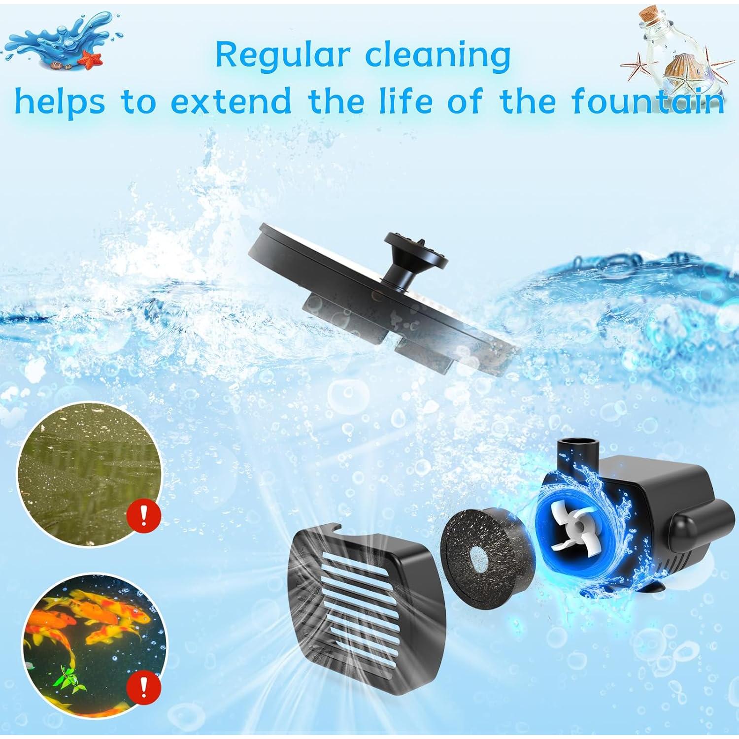 Fuente Solar AMZtime 2025 con 6 Boquillas para Jardín