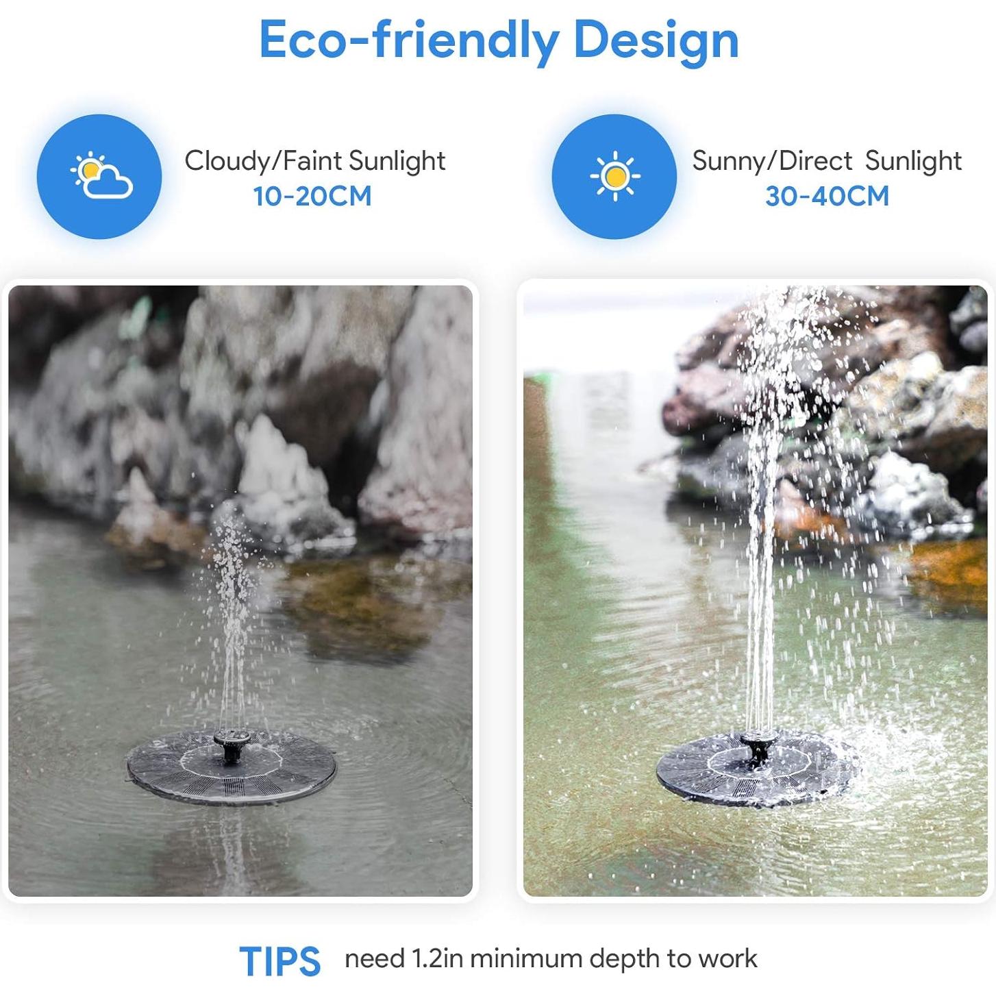 Fuente Solar Flotante AUTGA 1W para Jardín y Estanque