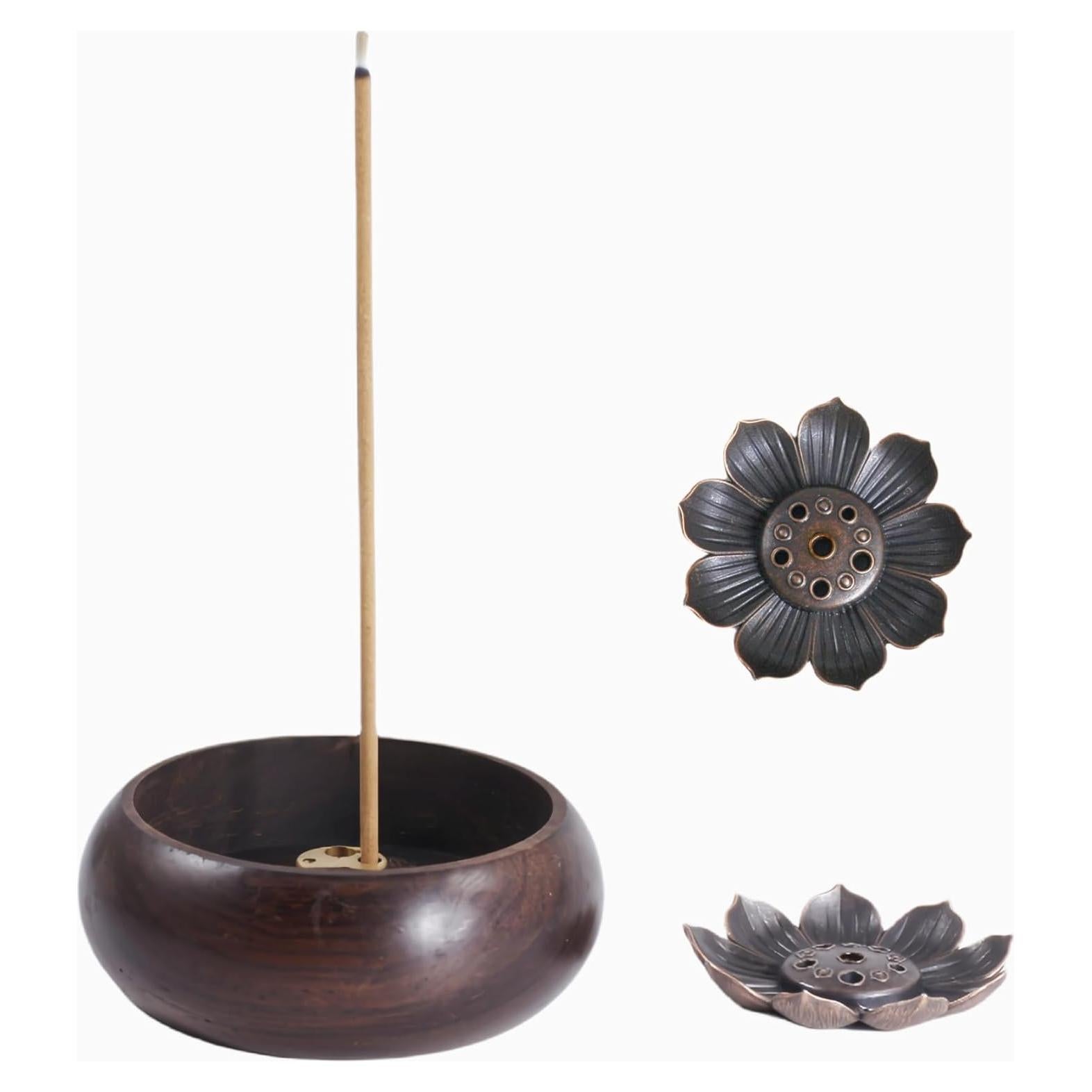 Mini Soporte de Incienso HATRAV de Madera Natural - 4 Agujeros