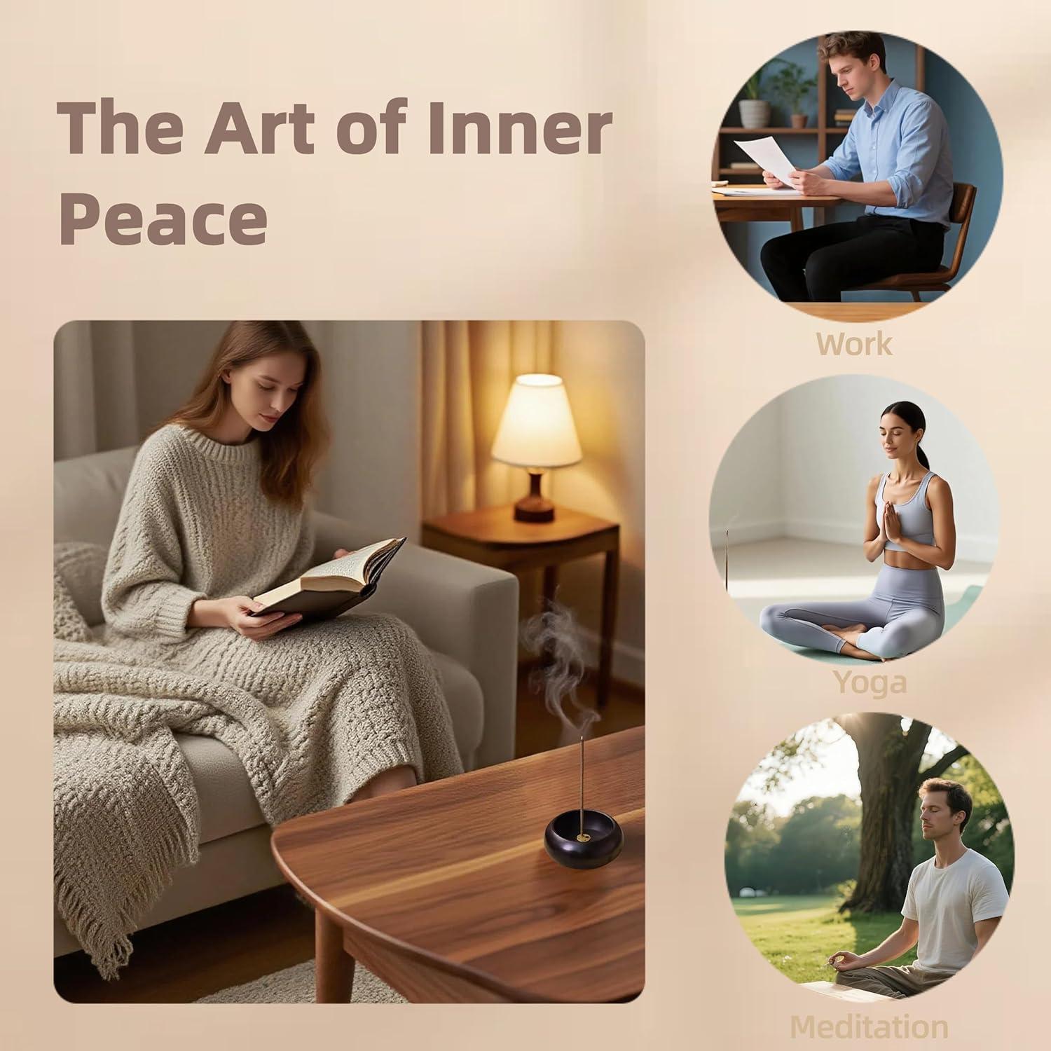 Mini Soporte de Incienso HATRAV de Madera Natural - 4 Agujeros