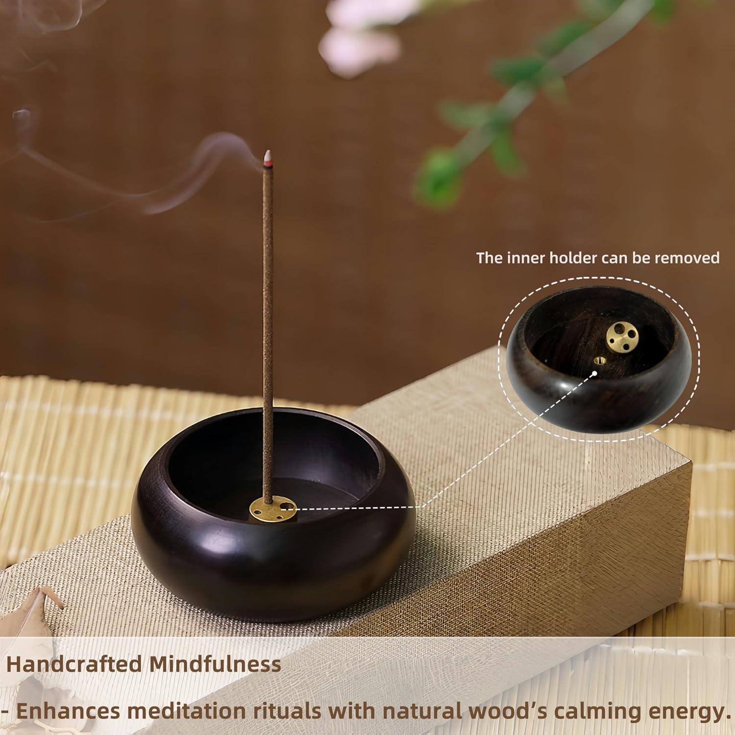 Mini Soporte de Incienso HATRAV de Madera Natural - 4 Agujeros