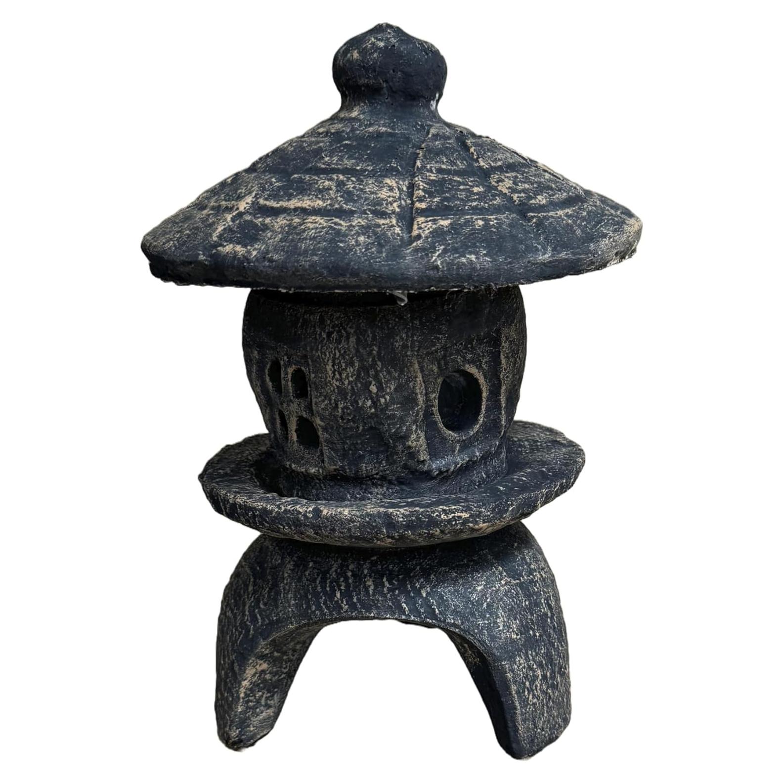 Estatua de Pagoda Redonda Pequeña Solid Rock 30 cm Concreto Marrón