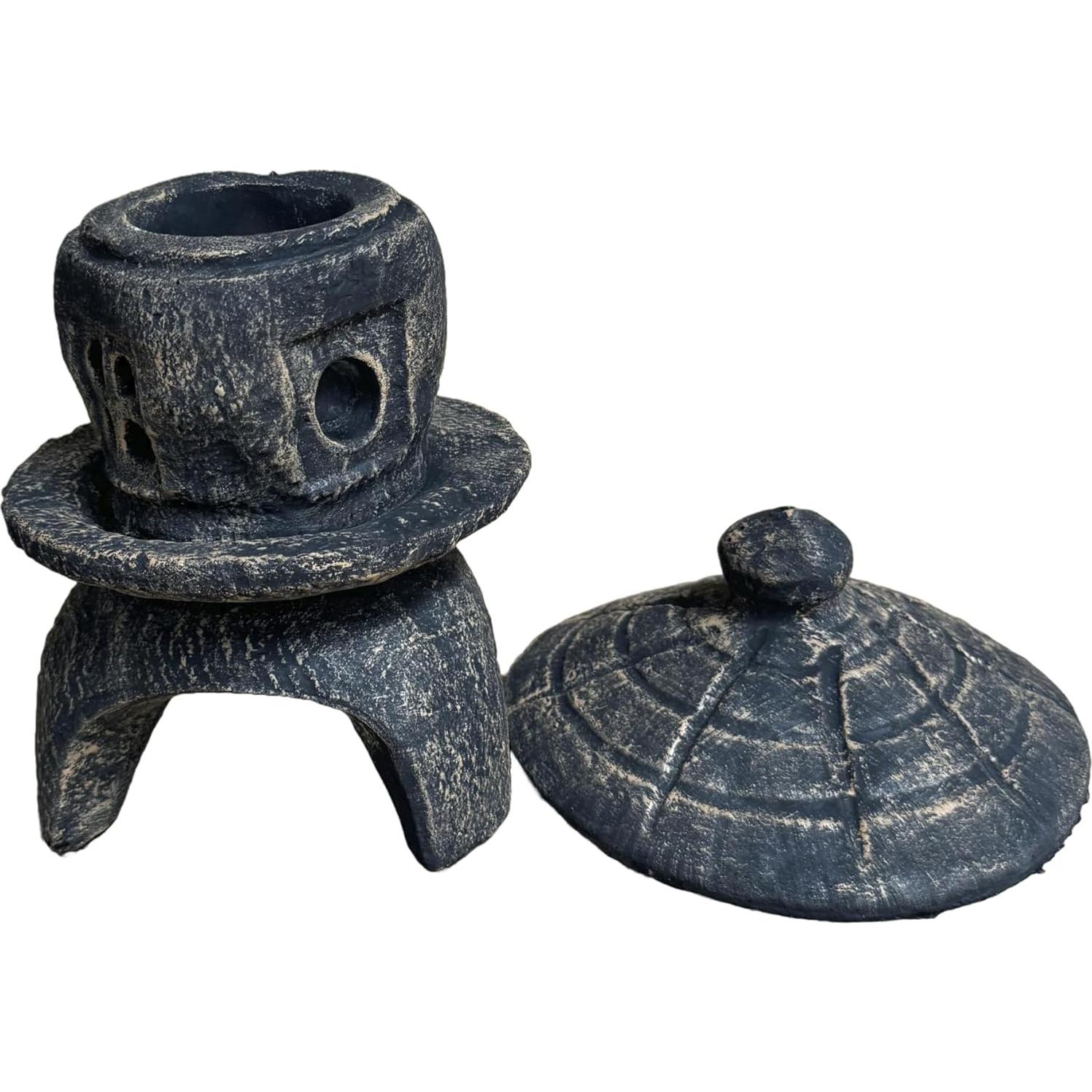 Estatua de Pagoda Redonda Pequeña Solid Rock 30 cm Concreto Marrón