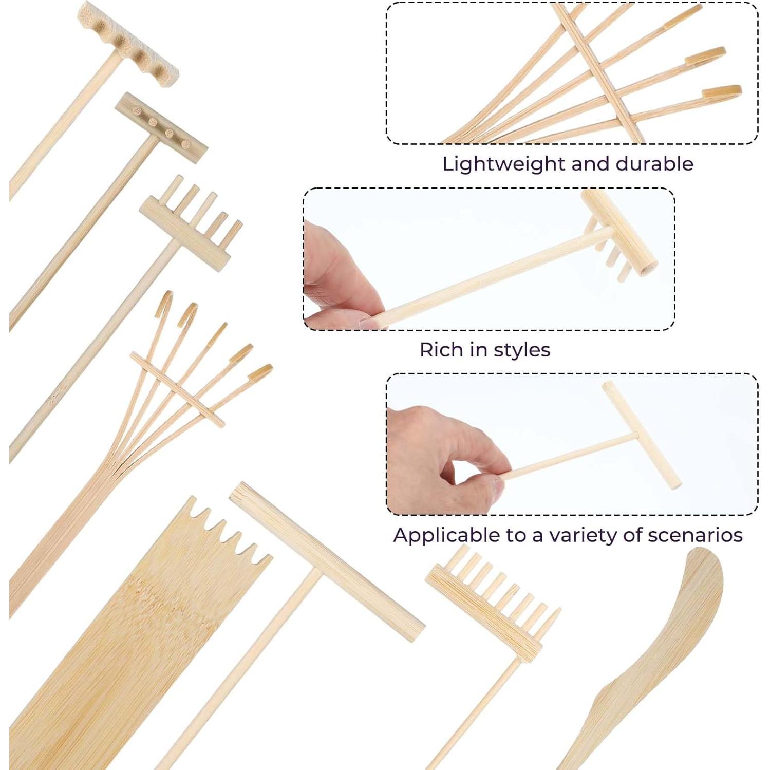 8 Mini Rastrillos de Jardín de Madera Telooco para Decoración