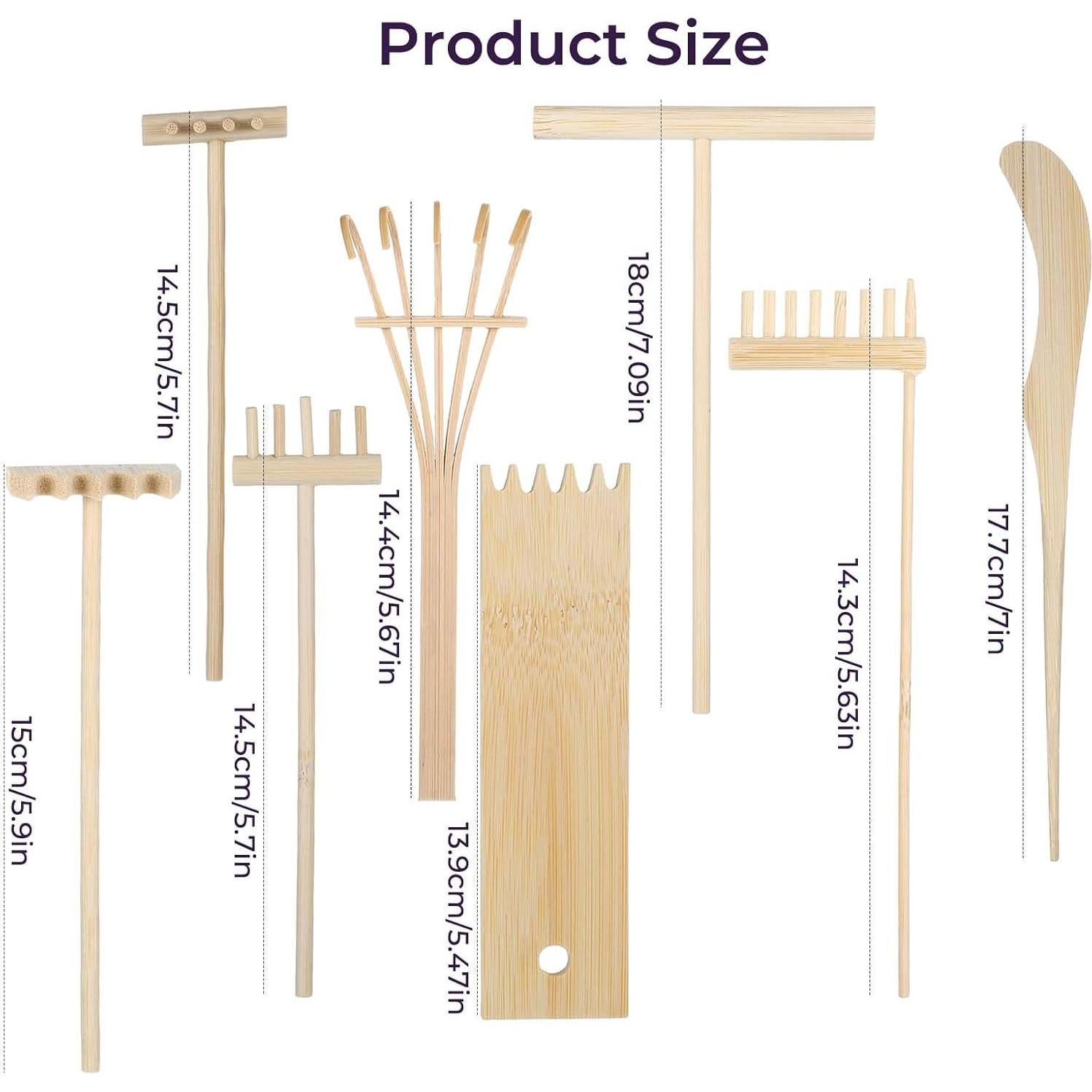 8 Mini Rastrillos de Jardín de Madera Telooco para Decoración