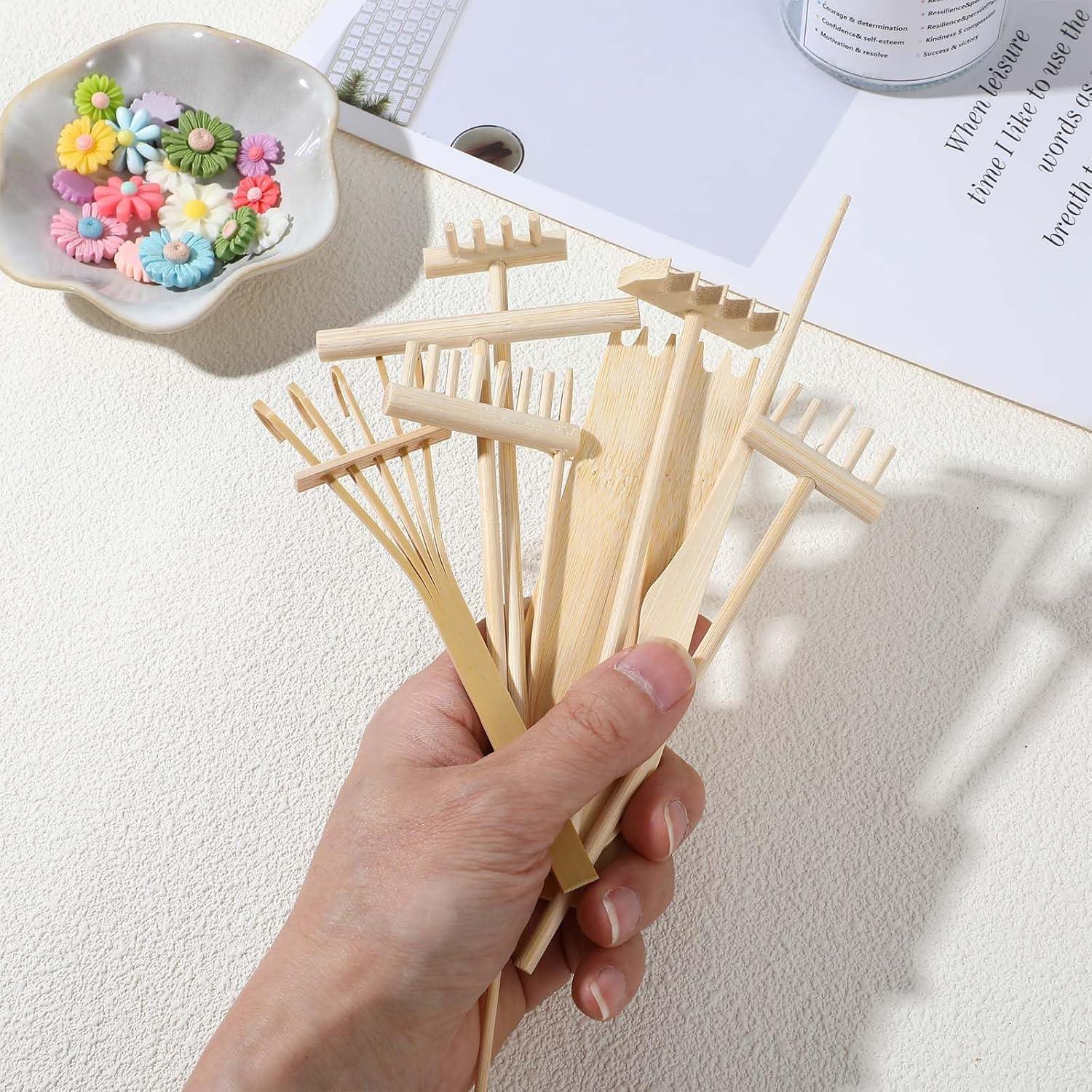 8 Mini Rastrillos de Jardín de Madera Telooco para Decoración