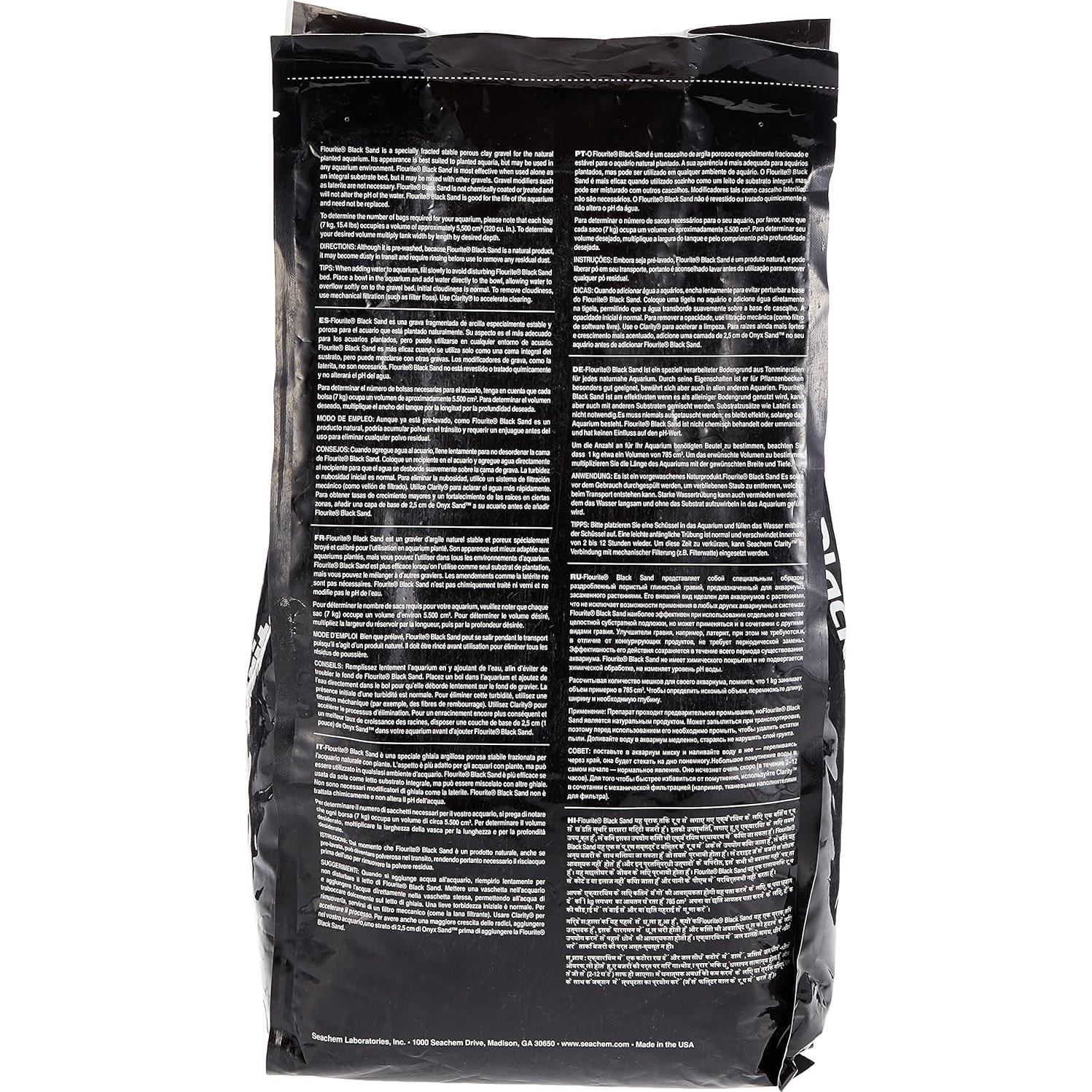 Arena Negra Flourite Seachem 7 kg para Acuario Plantado