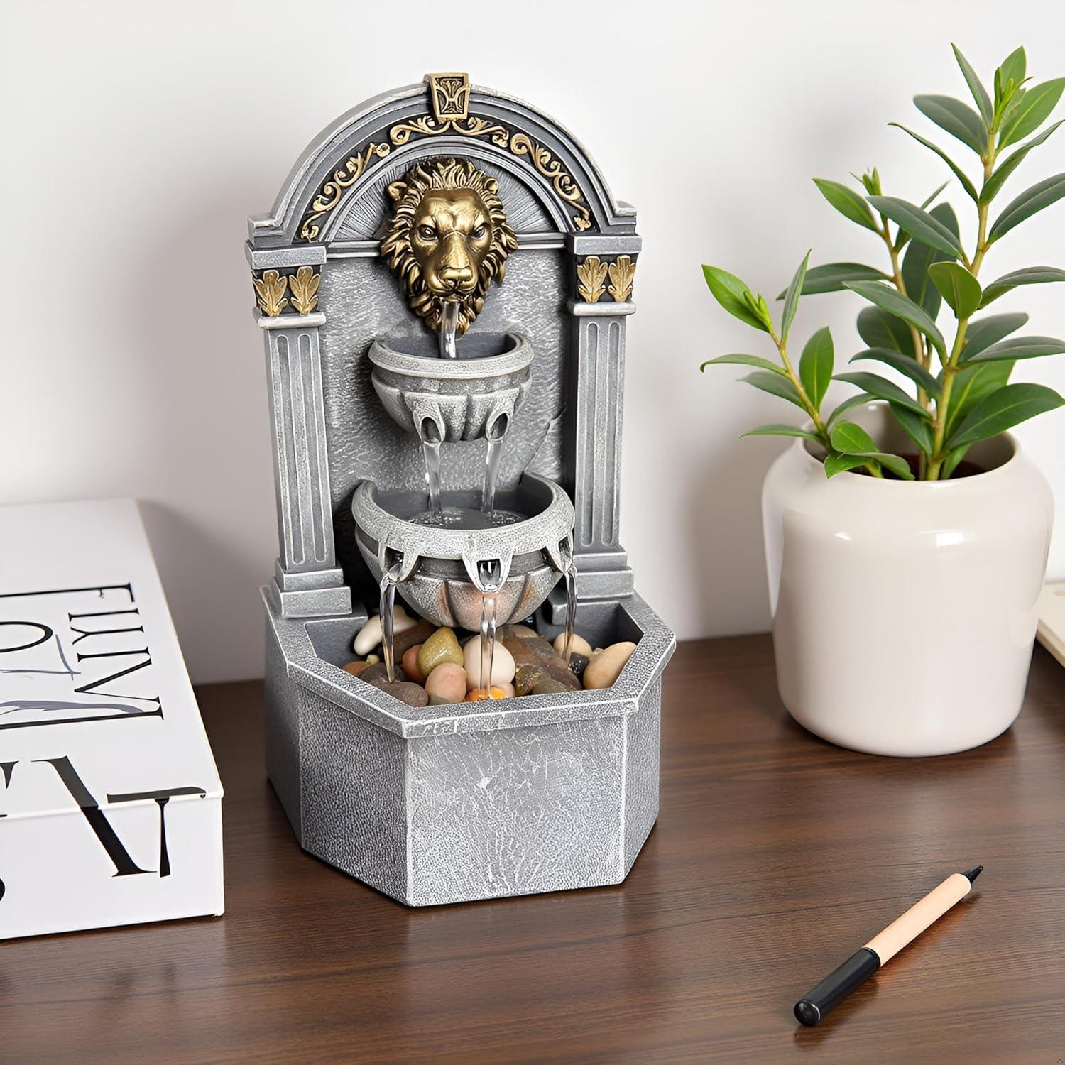 Fuente de Agua Interior Warm Garden Cabeza de León 26.9 cm