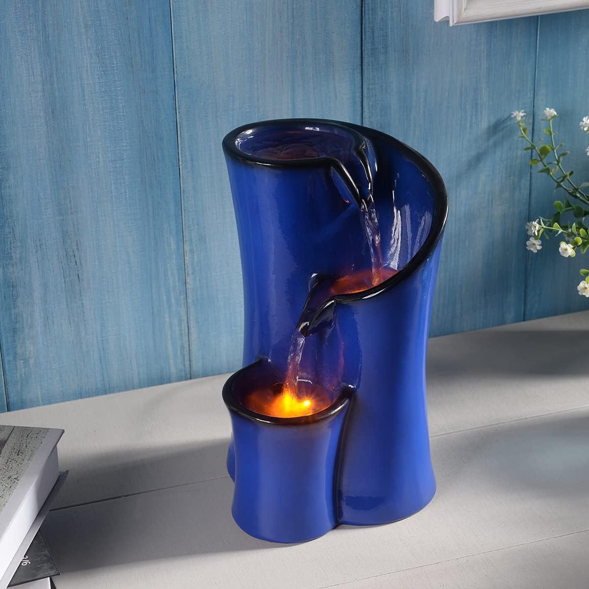 Fuente de Agua Interior GOSSI Cerámica Azul 24.9 cm LED