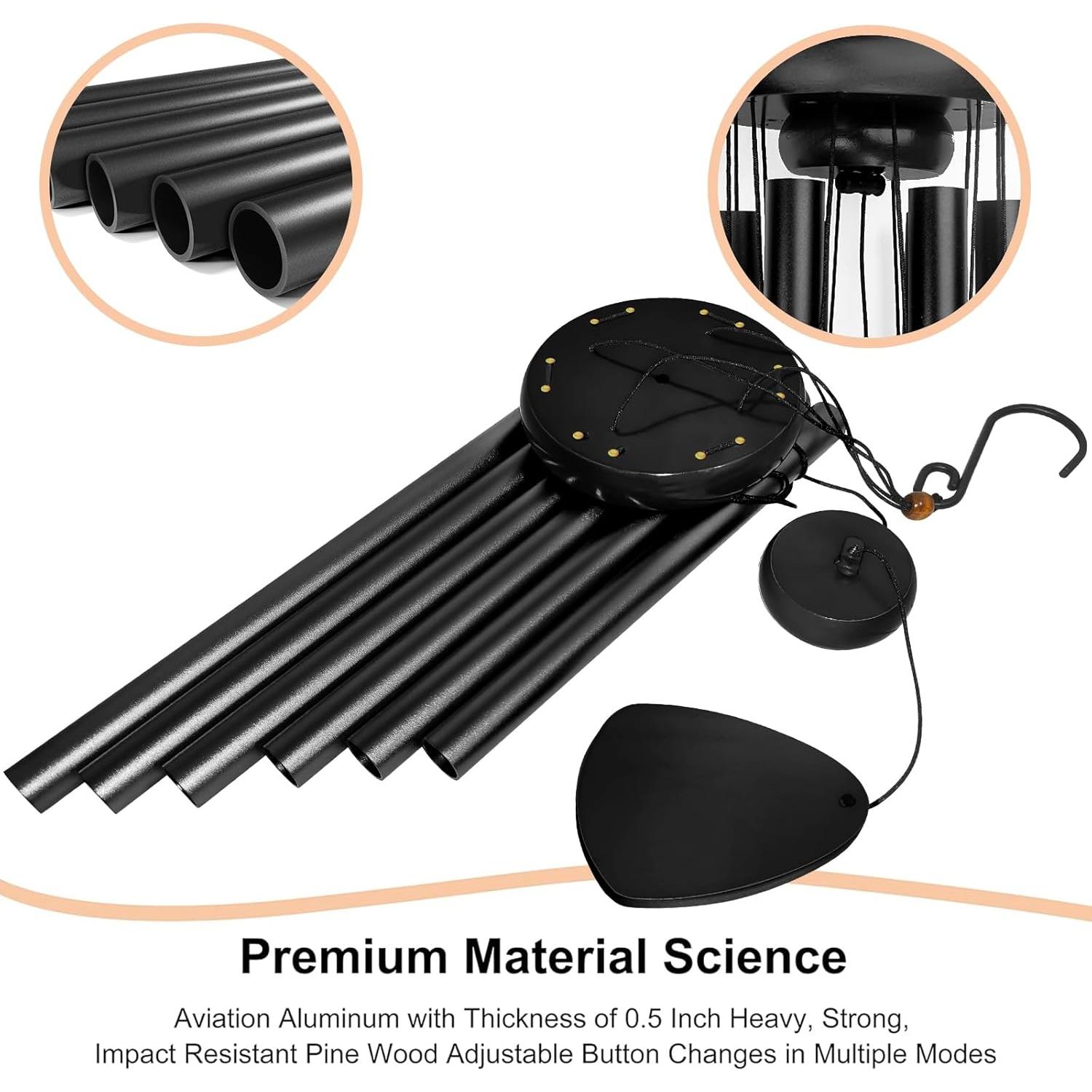 Campana de Viento Bursvik 94 cm Aluminio Negro Decorativa