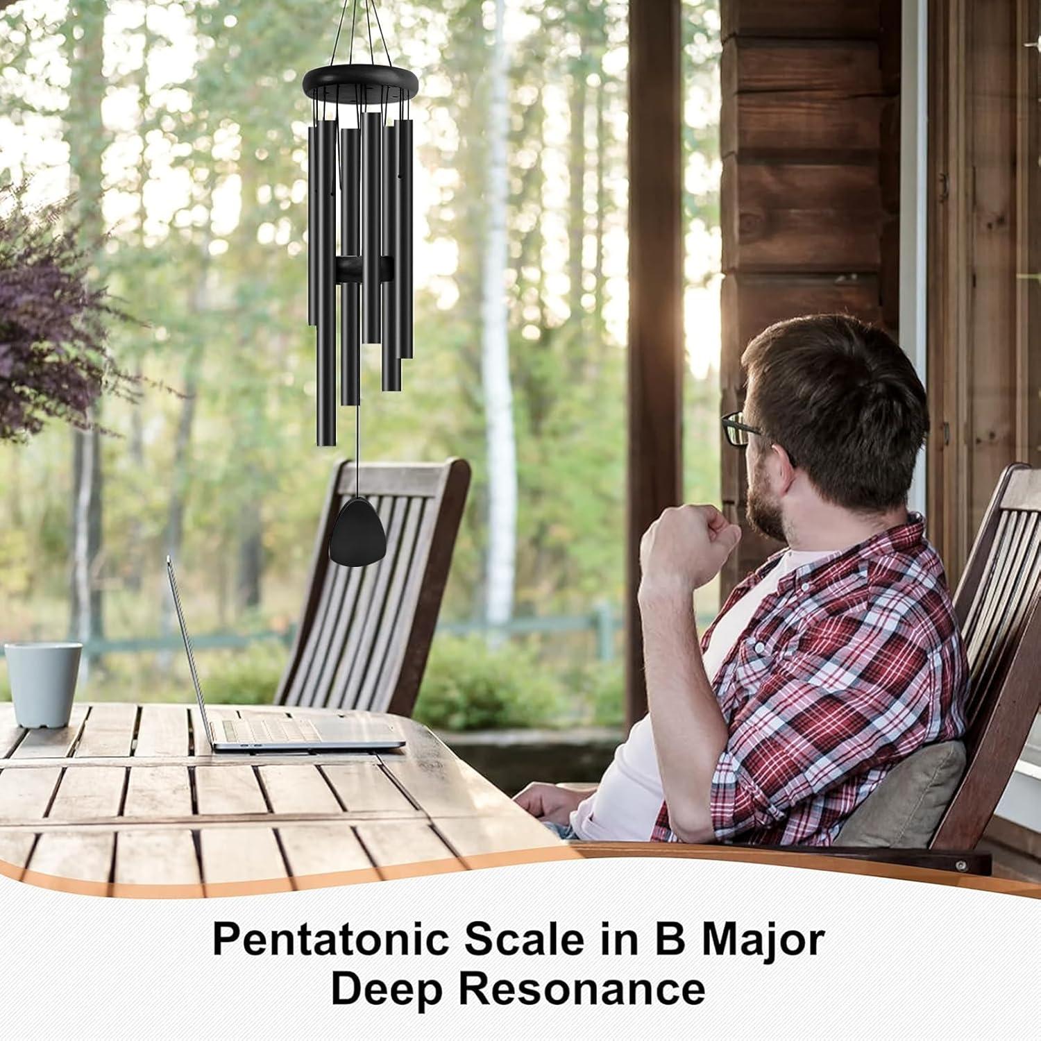 Campana de Viento Bursvik 94 cm Aluminio Negro Decorativa