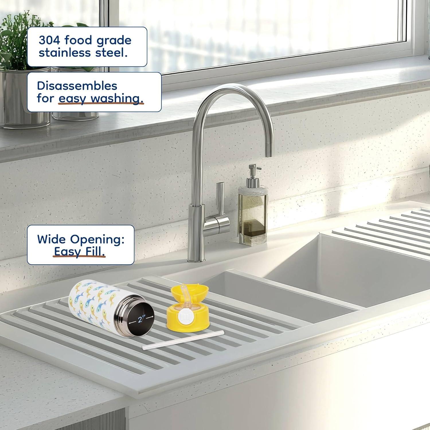 Botella de Agua Aislada 3dRose Negra 355ml Jardín Zen