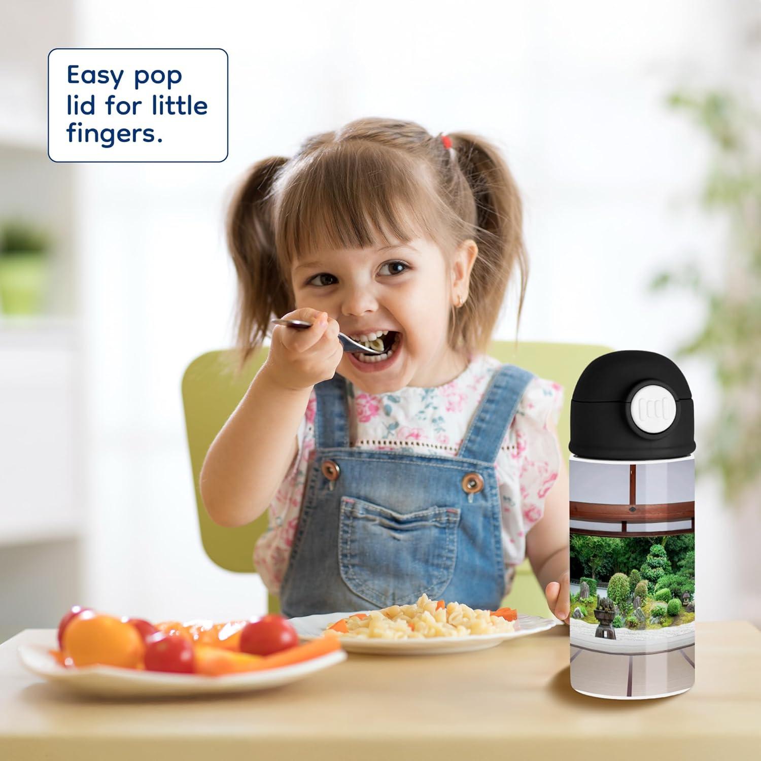 Botella de Agua Aislada 3dRose Negra 355ml Jardín Zen