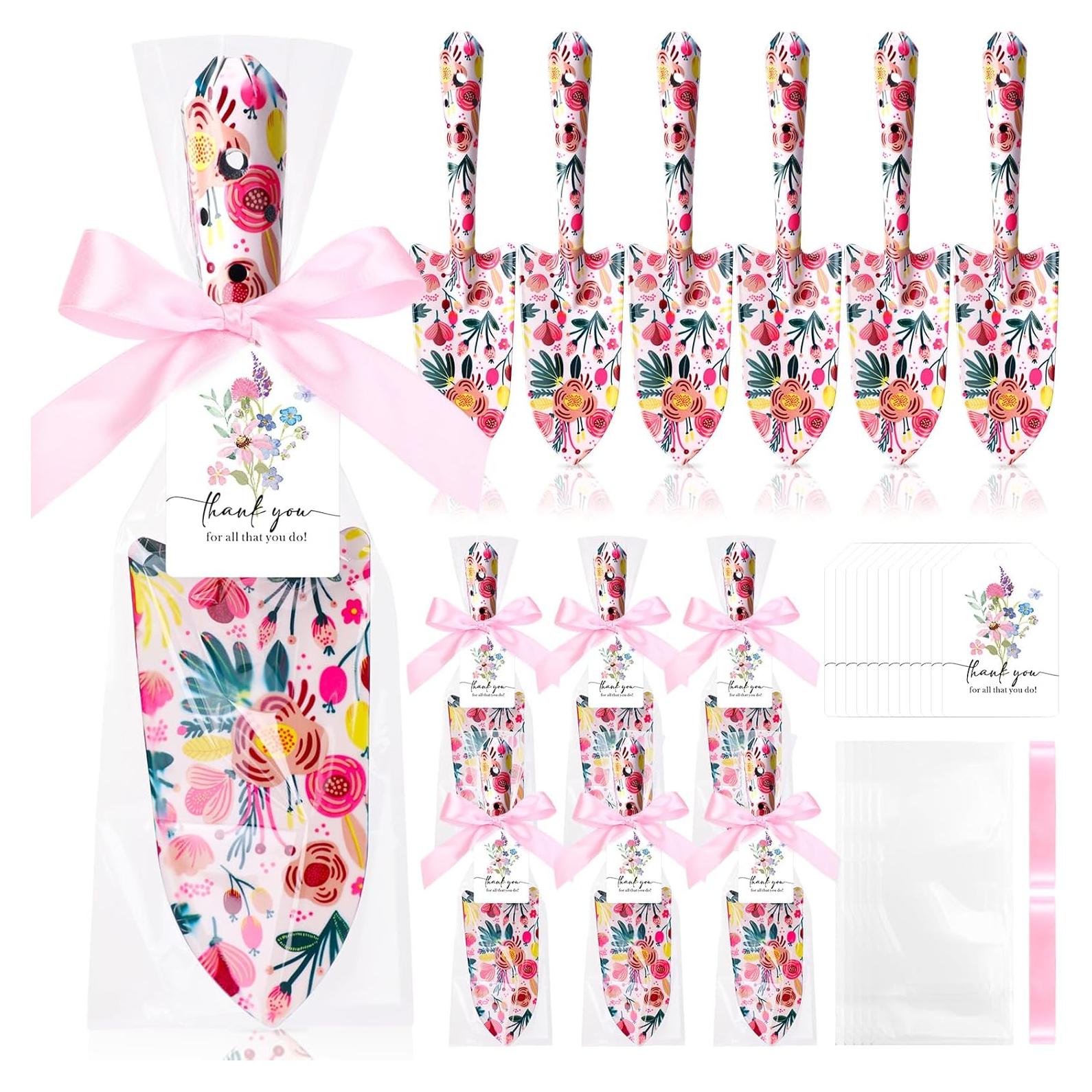 Blosssound 12 Sets Garden Shovels Bulk Gardening Gift for Women Thank You Garden Tools Heavy Duty Floral Hand Trowels Thank You Cards with Gift Bags for Mom Birthday Teacher Employee