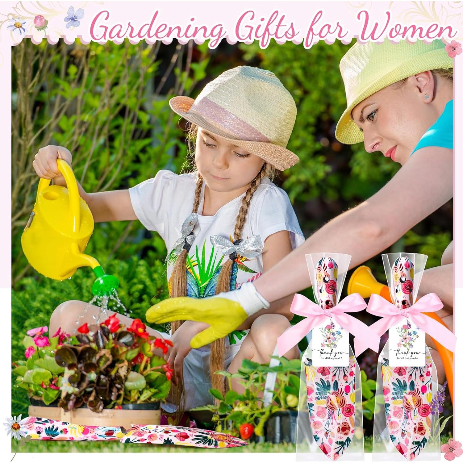 Blosssound 12 Sets Garden Shovels Bulk Gardening Gift for Women Thank You Garden Tools Heavy Duty Floral Hand Trowels Thank You Cards with Gift Bags for Mom Birthday Teacher Employee