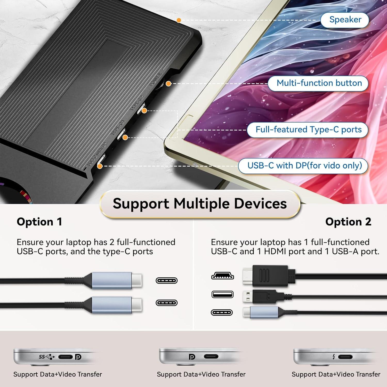 Extensor de Pantalla Triple Domyfan 15.6" FHD 1080P USB-C