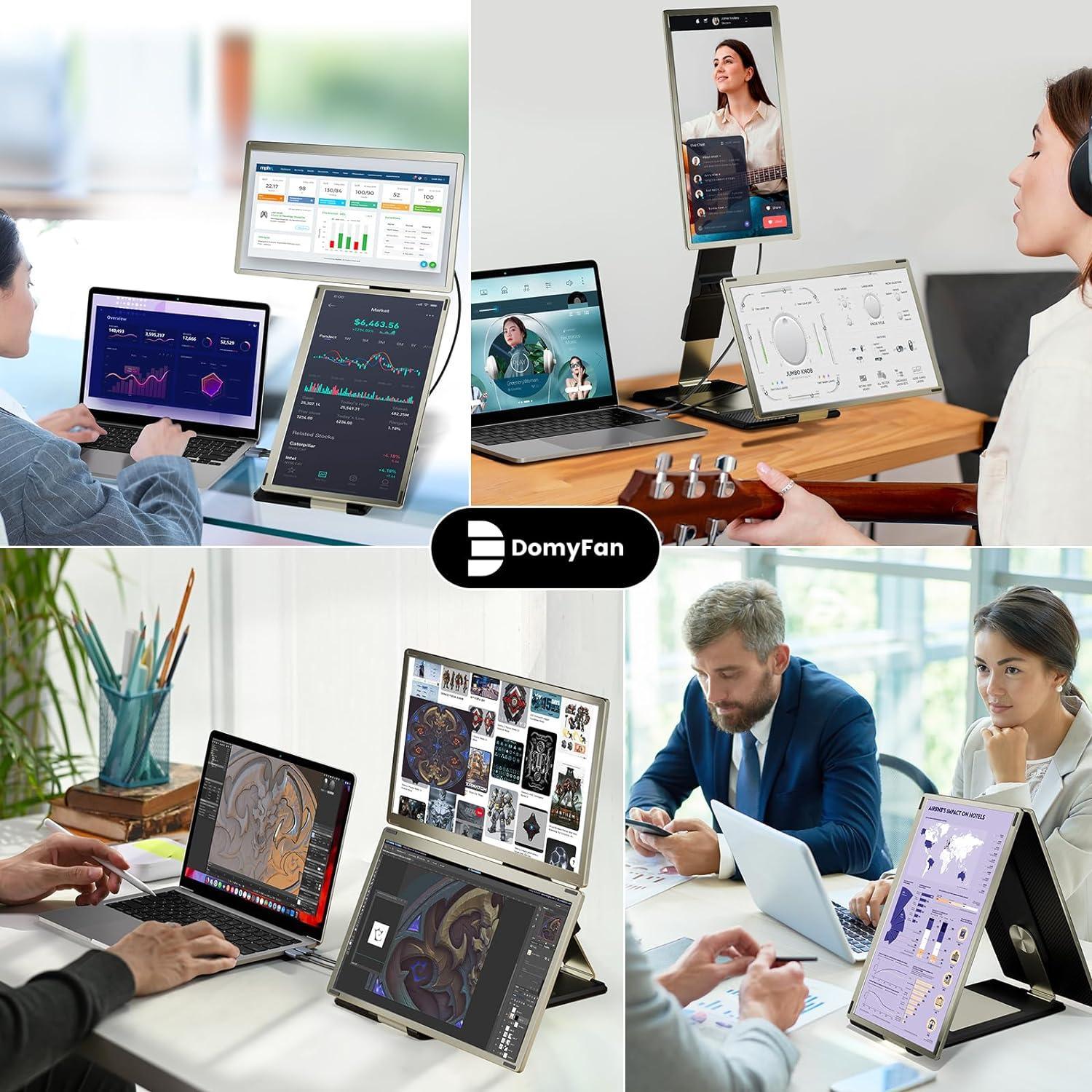 Extensor de Pantalla Triple Domyfan 15.6" FHD 1080P USB-C