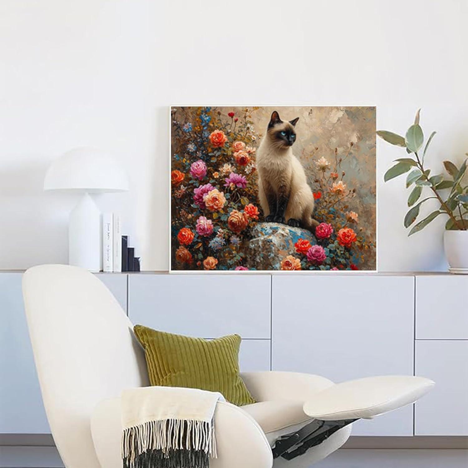 Kit de Pintura por Números QACEYID Gato Siamés 40.64x50.8 cm