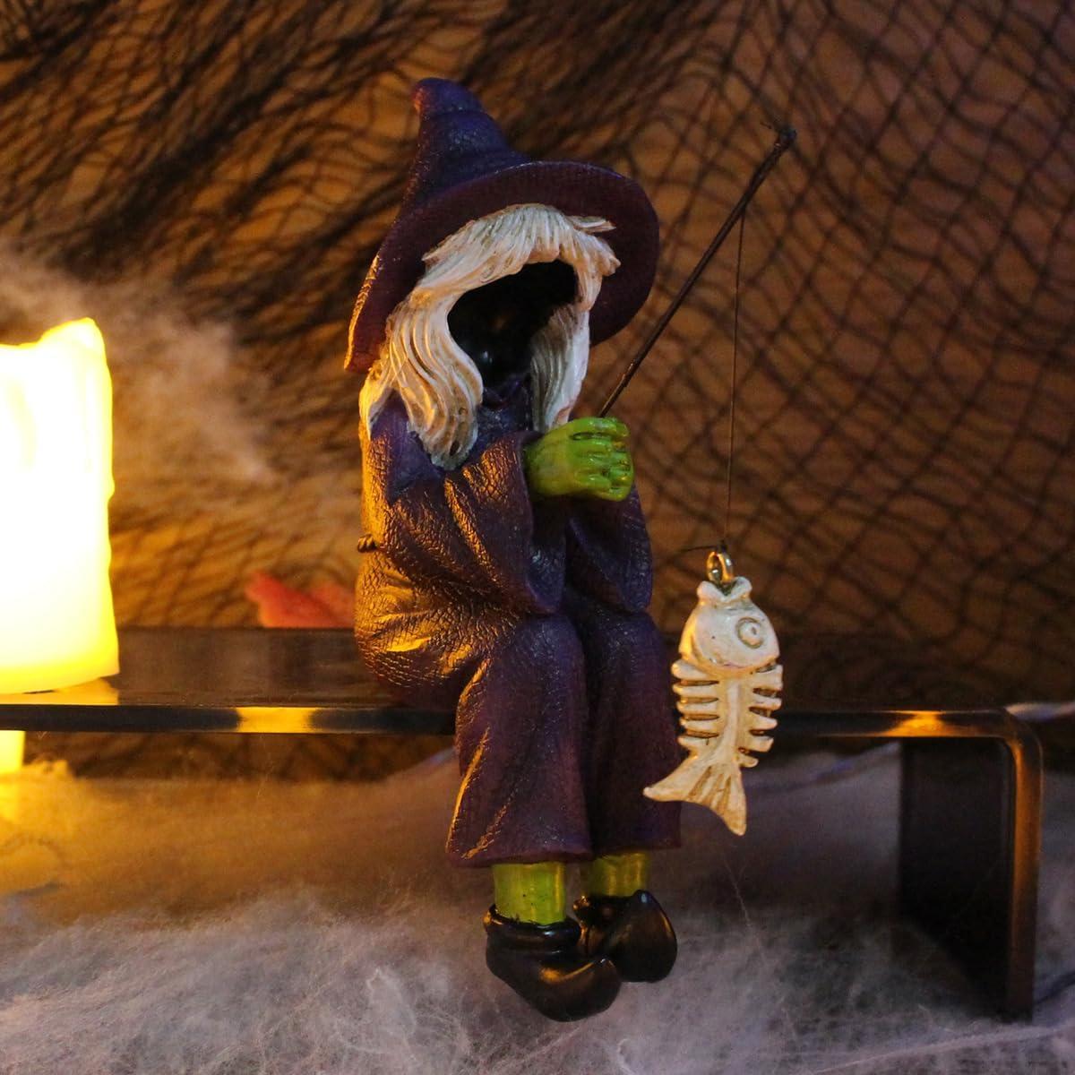 Estatua de Bruja de Pesca - Decoración de Resina para Acuario