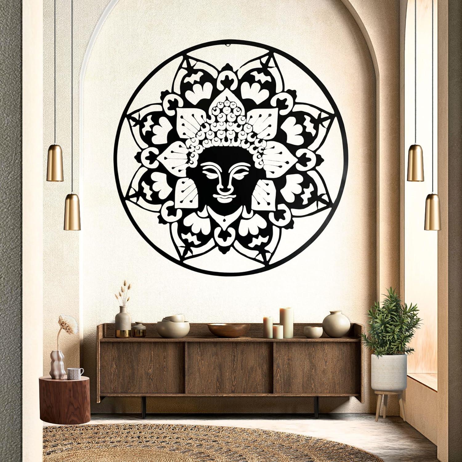 Arte de Pared de Metal Buda 61 cm Bellaa Decoración Zen