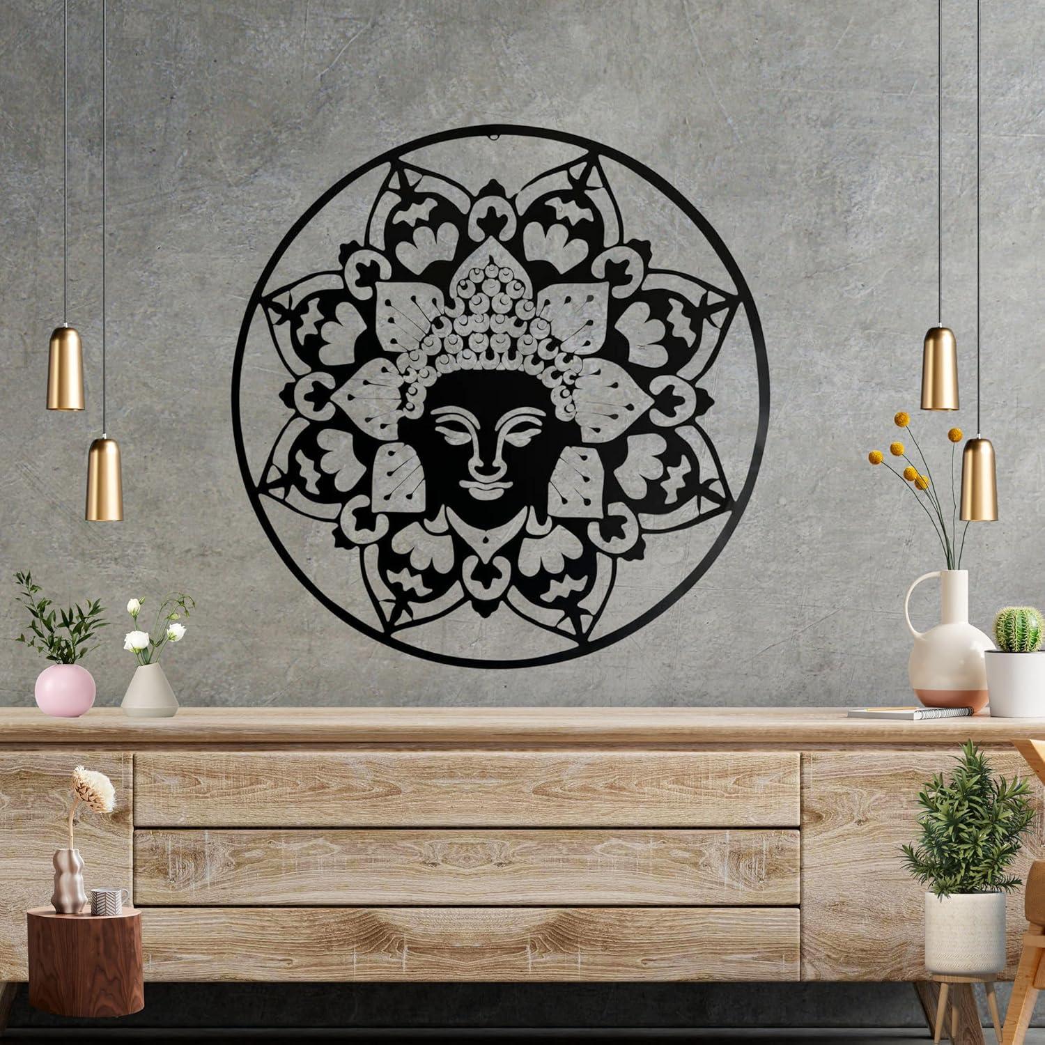 Arte de Pared de Metal Buda 61 cm Bellaa Decoración Zen