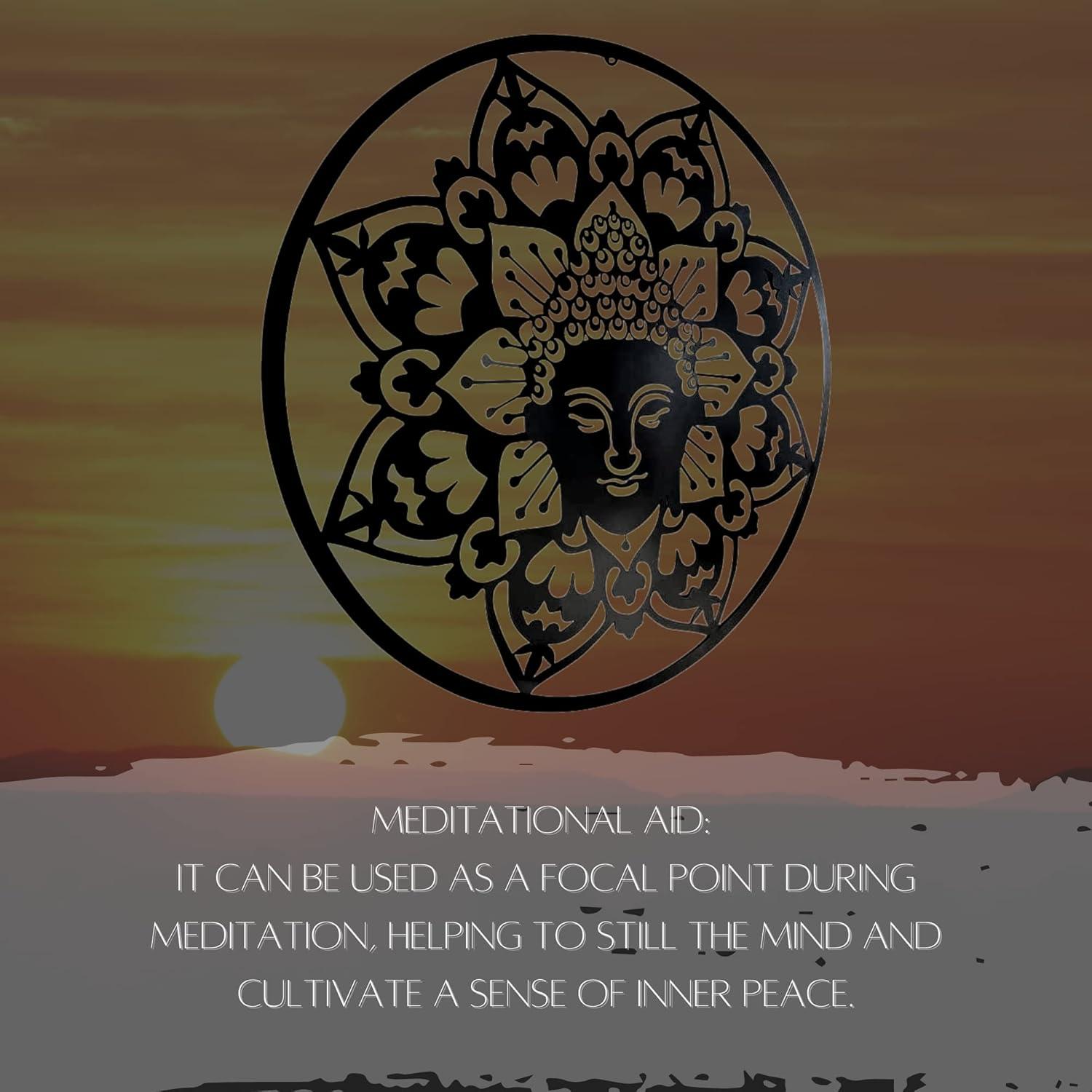 Arte de Pared de Metal Buda 61 cm Bellaa Decoración Zen