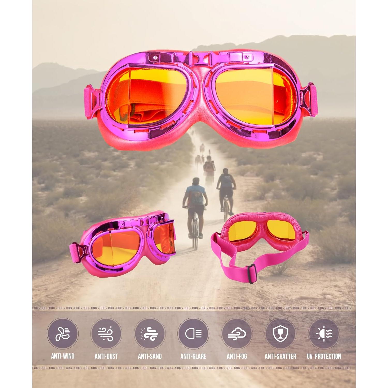 Gafas de Motocicleta CRG Sports T08 Retro Unisex Rosa Amarillo