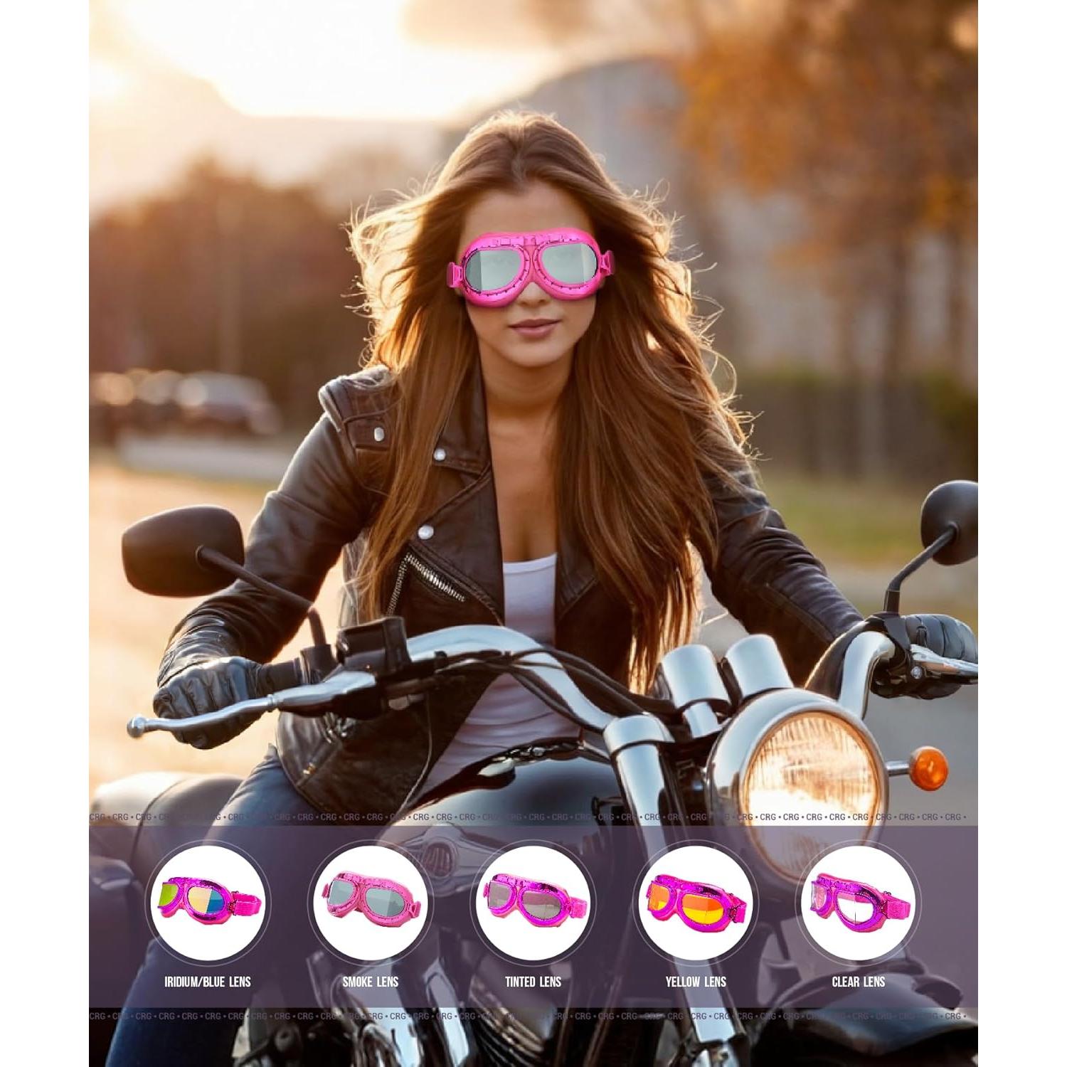 Gafas de Motocicleta CRG Sports T08 Retro Unisex Rosa Amarillo