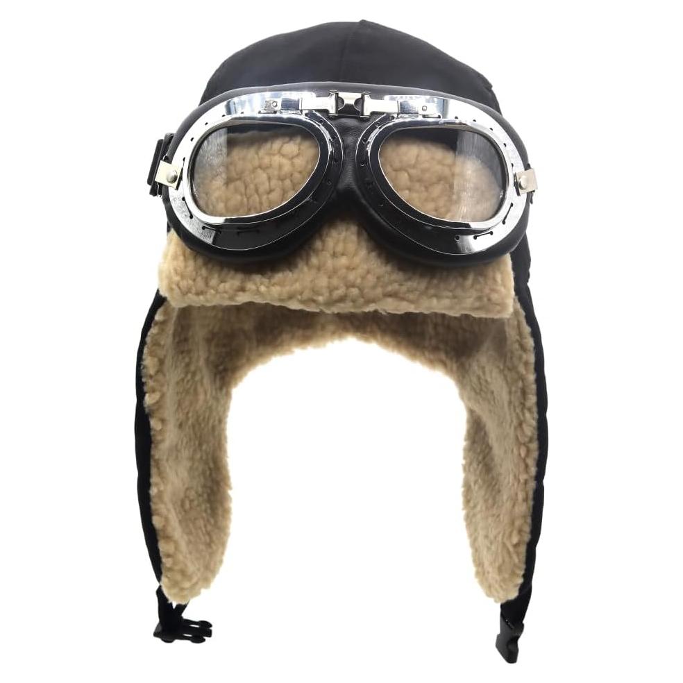 Gorro de Piloto Aviador Vintage Cuhubyup con Gafas y Orejeras