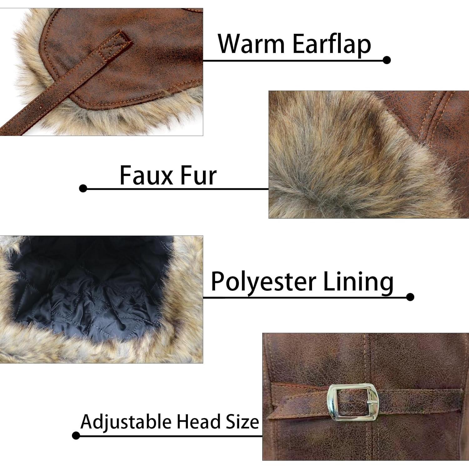 Gorro de invierno para hombres Lifup de cuero con orejeras