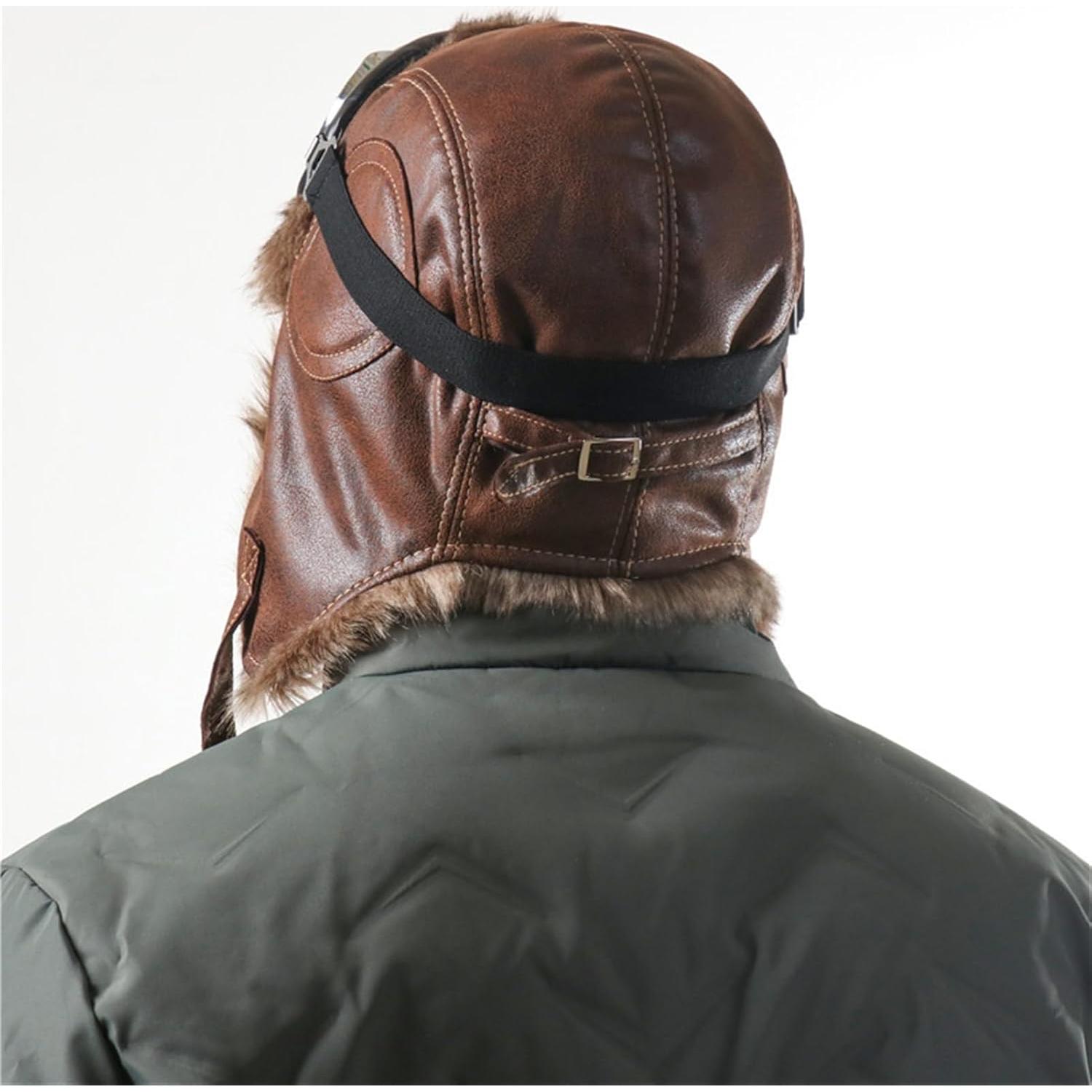 Gorro de invierno para hombres Lifup de cuero con orejeras
