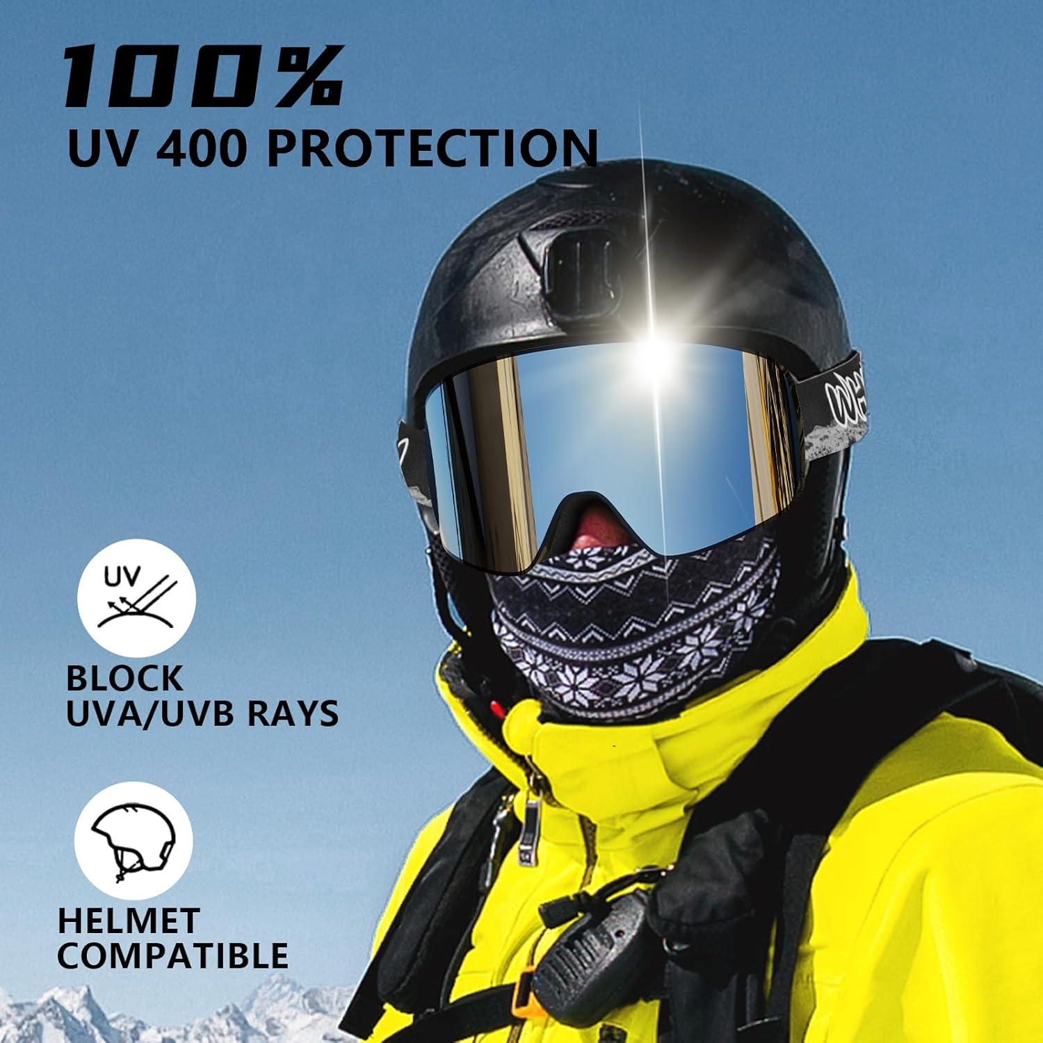 Gafas de Esquí Whale Unisex UV400 Lentes Reemplazables Plata