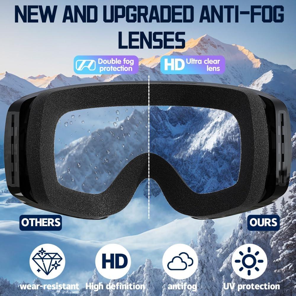 Gafas de Esquí Whale Unisex UV400 Lentes Reemplazables Plata