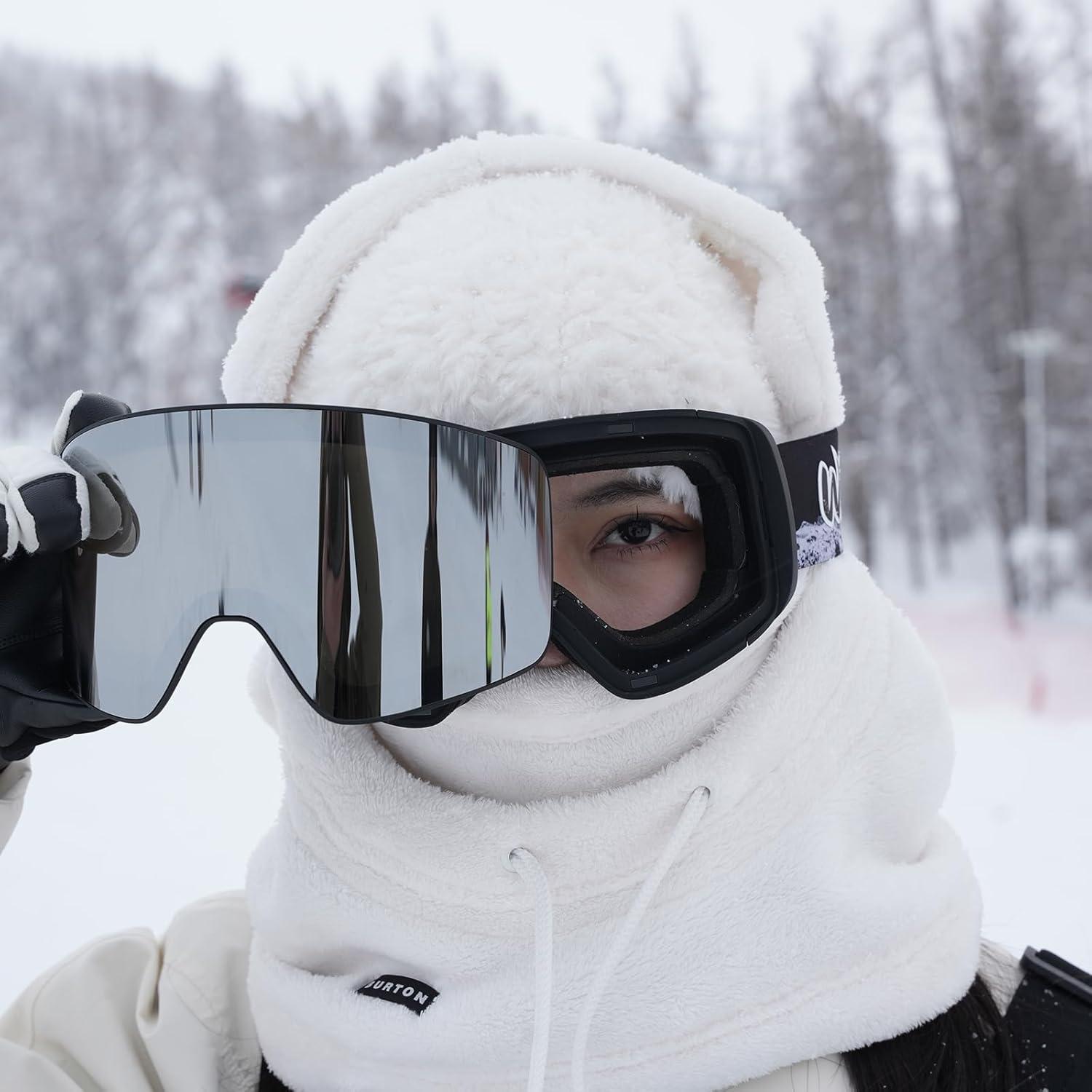 Gafas de Esquí Whale Unisex UV400 Lentes Reemplazables Plata